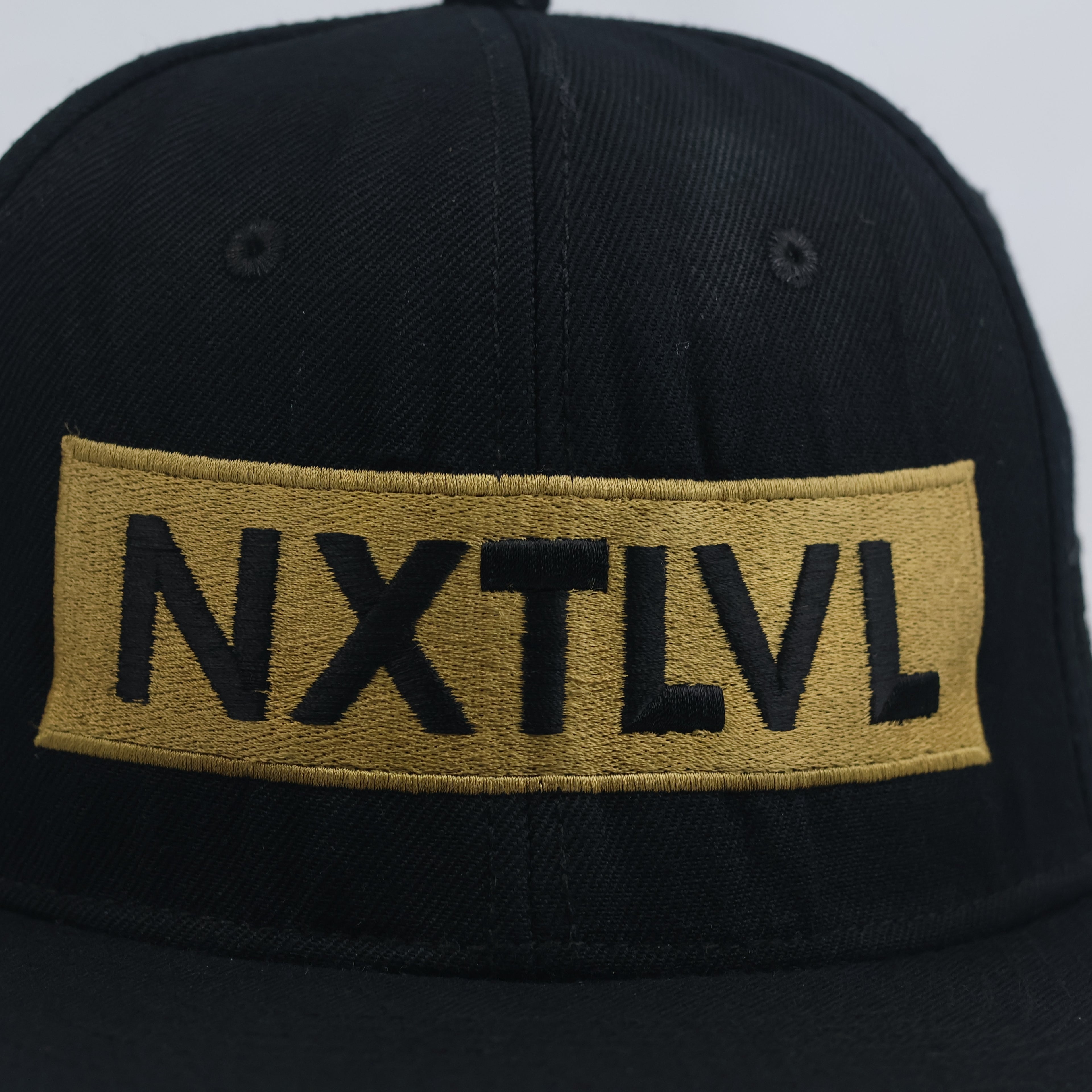 Thrifted Bozz Muzik NXTLVL Black & Gold Flat Brim Snapback Hat