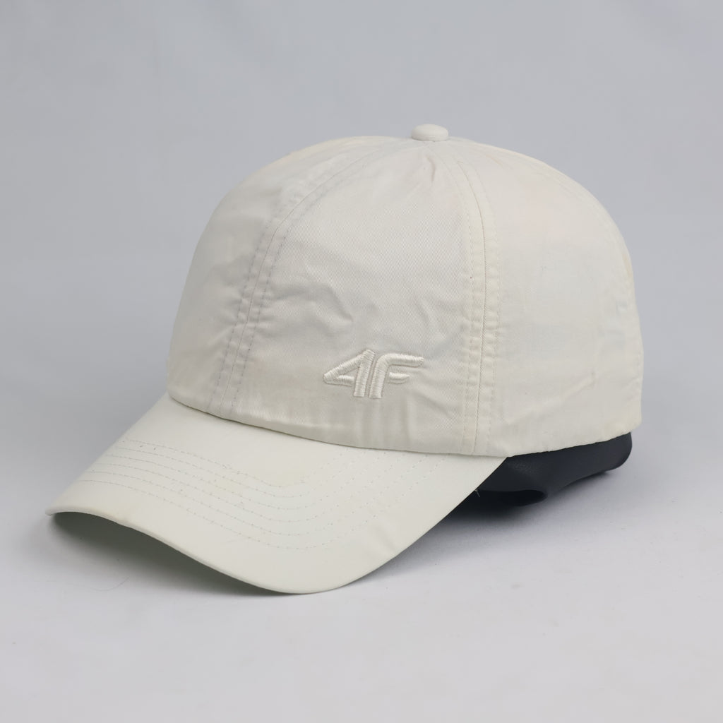 Thrifted 4F Minimalist Off-White Nylon Cap | Lightweight Athletic Dad Hat