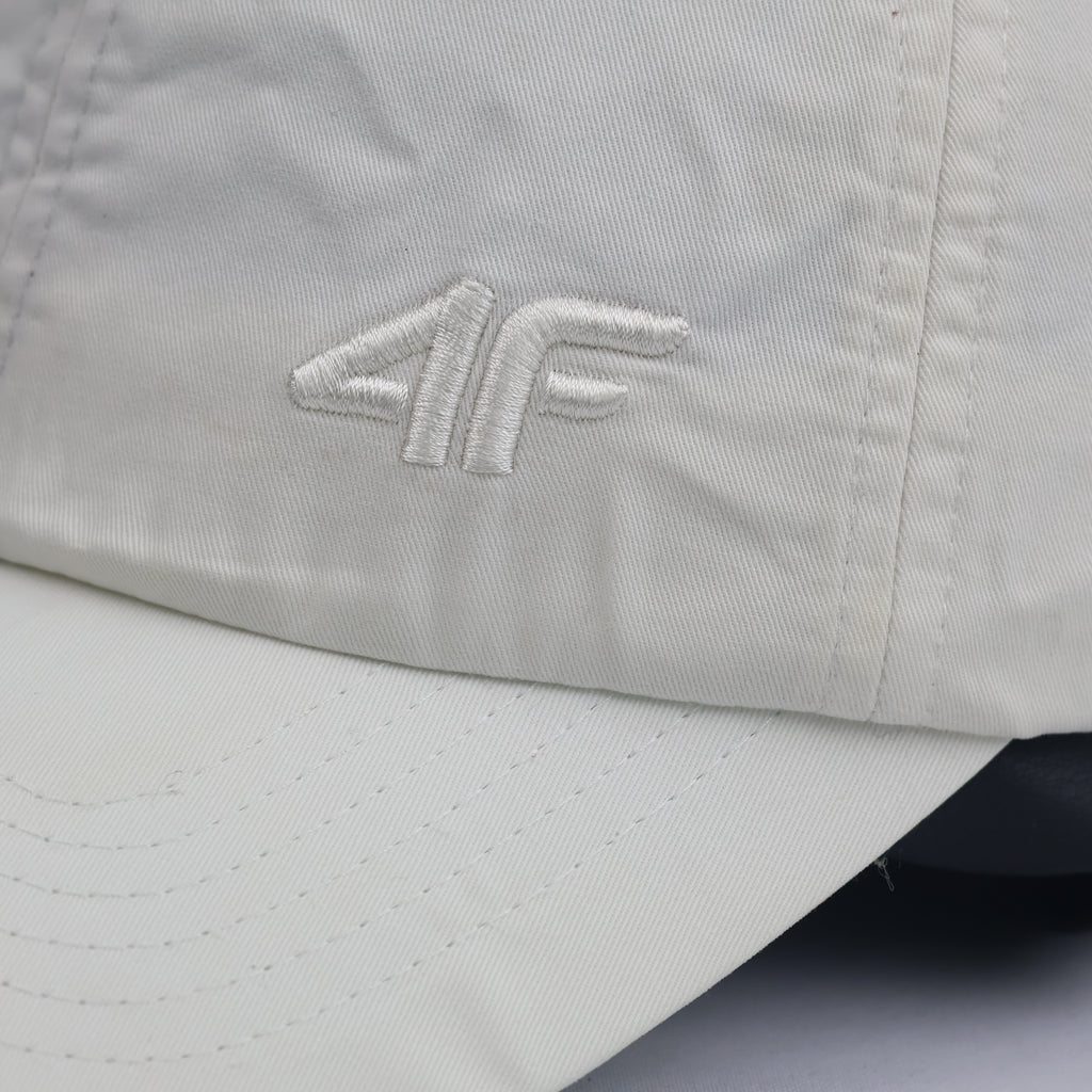 Thrifted 4F Minimalist Off-White Nylon Cap | Lightweight Athletic Dad Hat