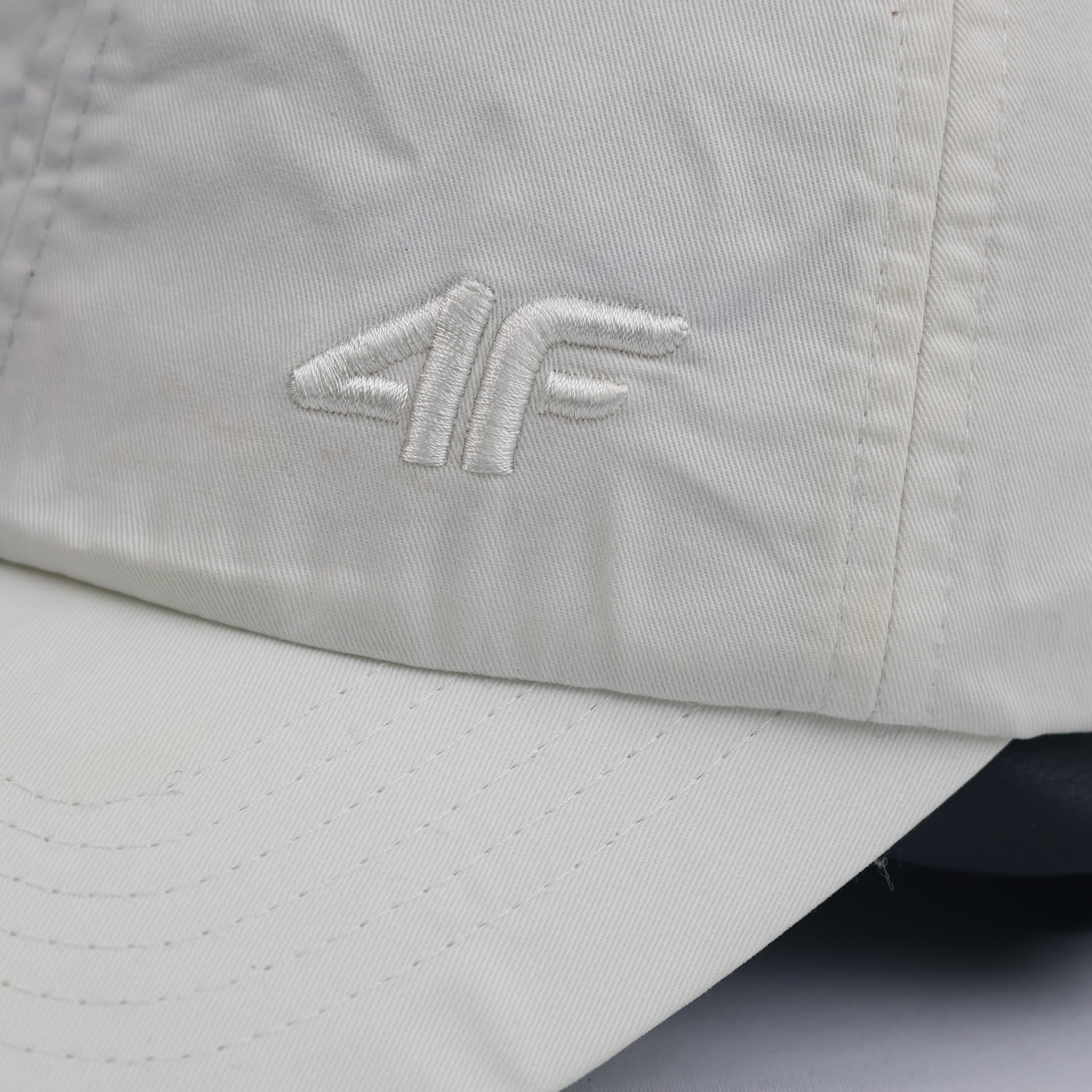 Thrifted 4F Minimalist Off-White Nylon Cap | Lightweight Athletic Dad Hat
