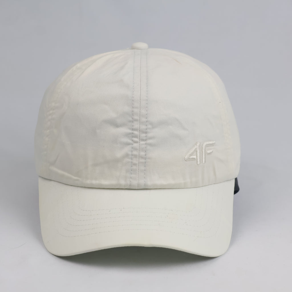 Thrifted 4F Minimalist Off-White Nylon Cap | Lightweight Athletic Dad Hat