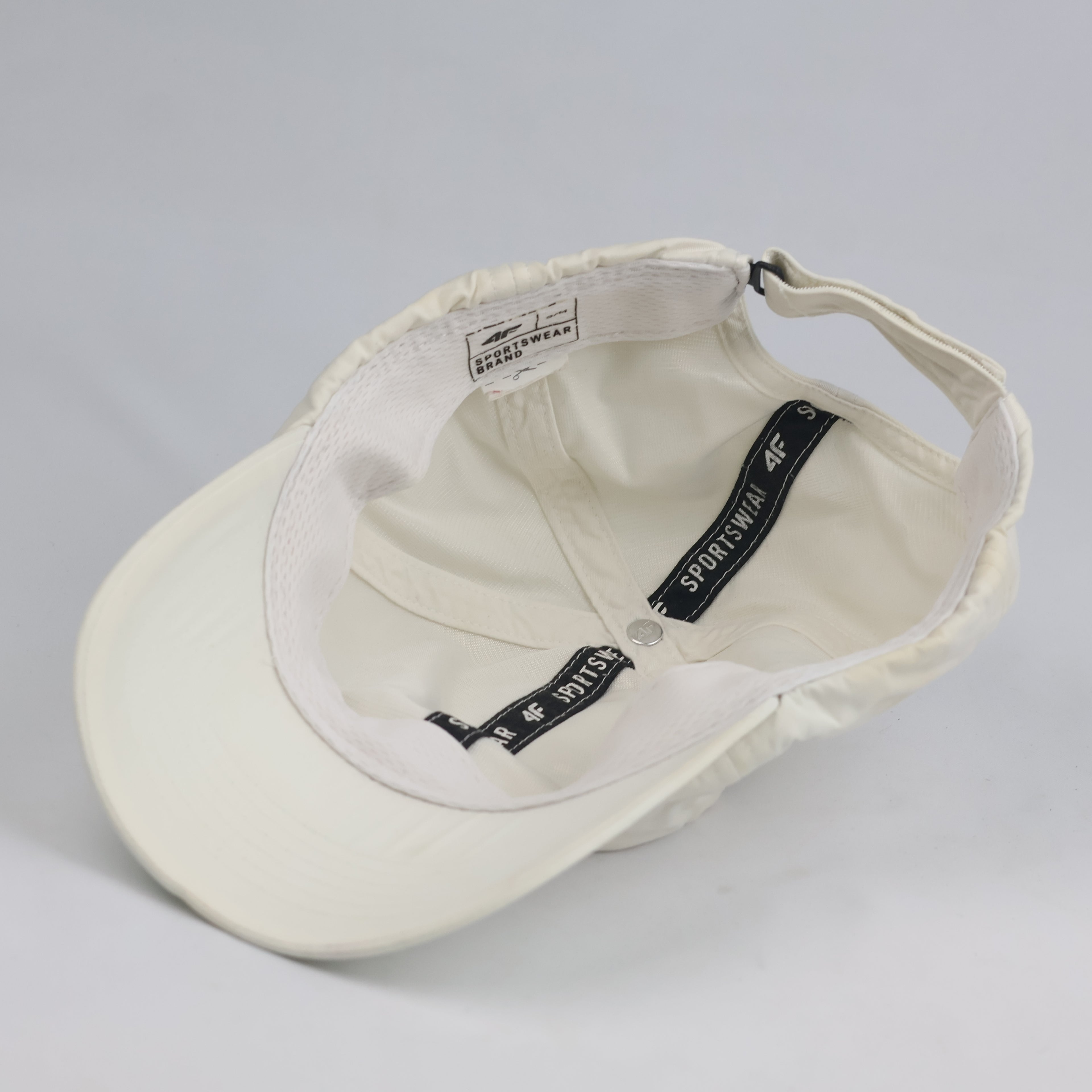 Thrifted 4F Minimalist Off-White Nylon Cap | Lightweight Athletic Dad Hat