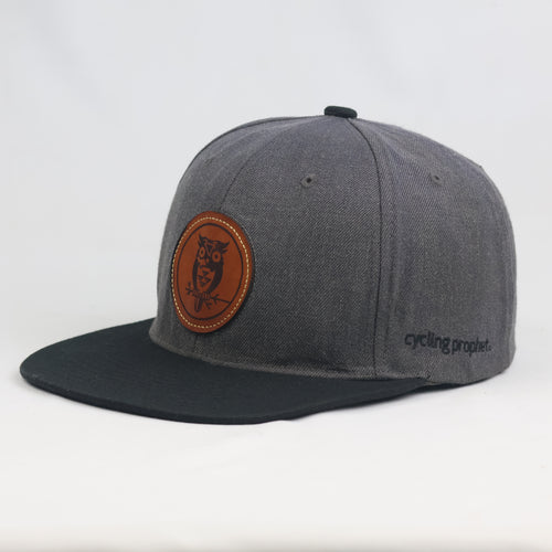 Thrifted Cycling Prophet Owl Leather Patch Snapback | Two-Tone Flat Visor Cap