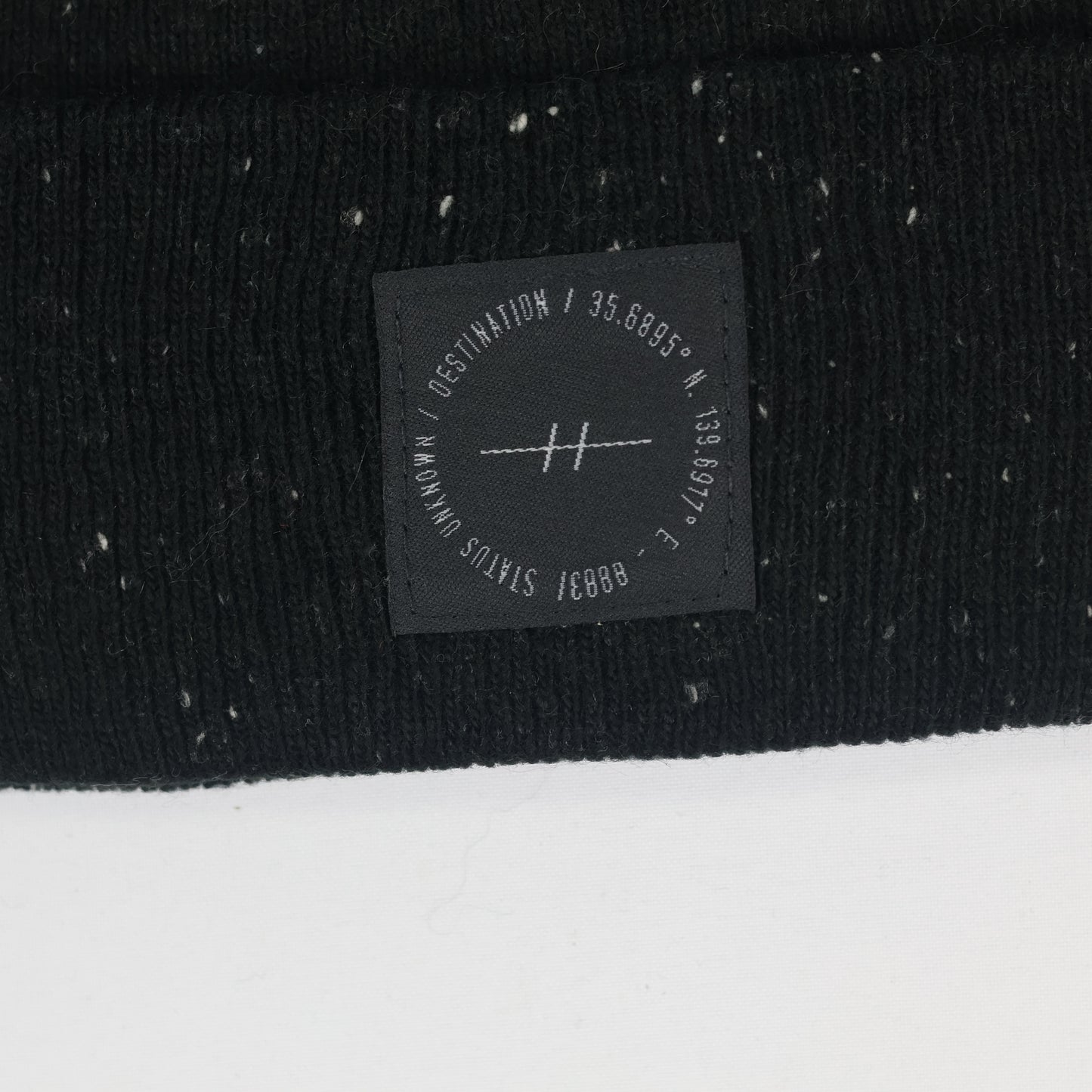 Classic Jet Black Start print Cuff Thrifted Beanie - Warm & Minimalist (Unisex)