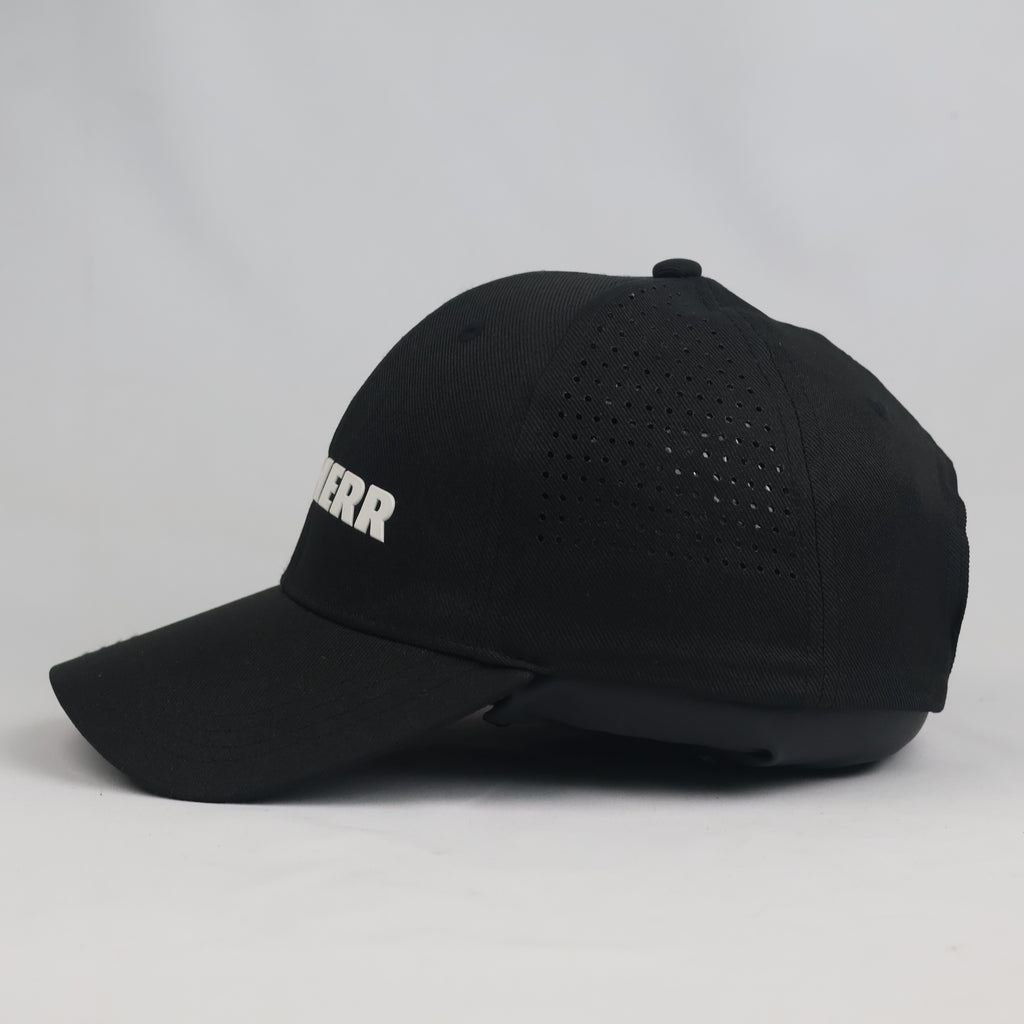 Thrifted Liebherr Black 3D Rubber Logo Perforated Cap (57-59 cm)
