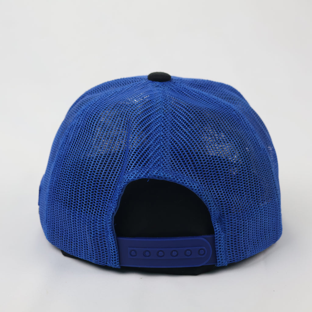 MLB New York Yankees Blue Trucker Thrifted Hat - Script Print Brim Snapback