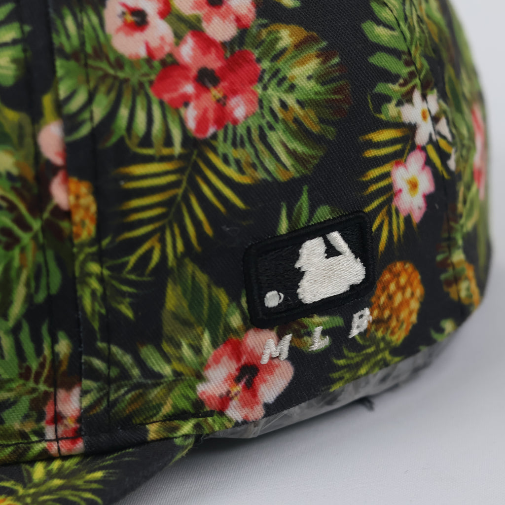 MLB Los Angeles Dodgers Floral Tropical Print Thrifted Snapback - Bling LA Logo