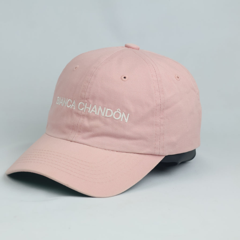 Thrifted Bianca Chandôn Pink Embroidered Cap | Leather Strapback (57-59 cm)