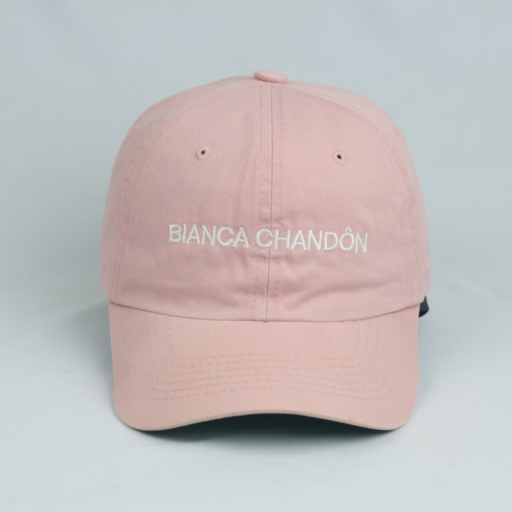 Thrifted Bianca Chandôn Pink Embroidered Cap | Leather Strapback (57-59 cm)