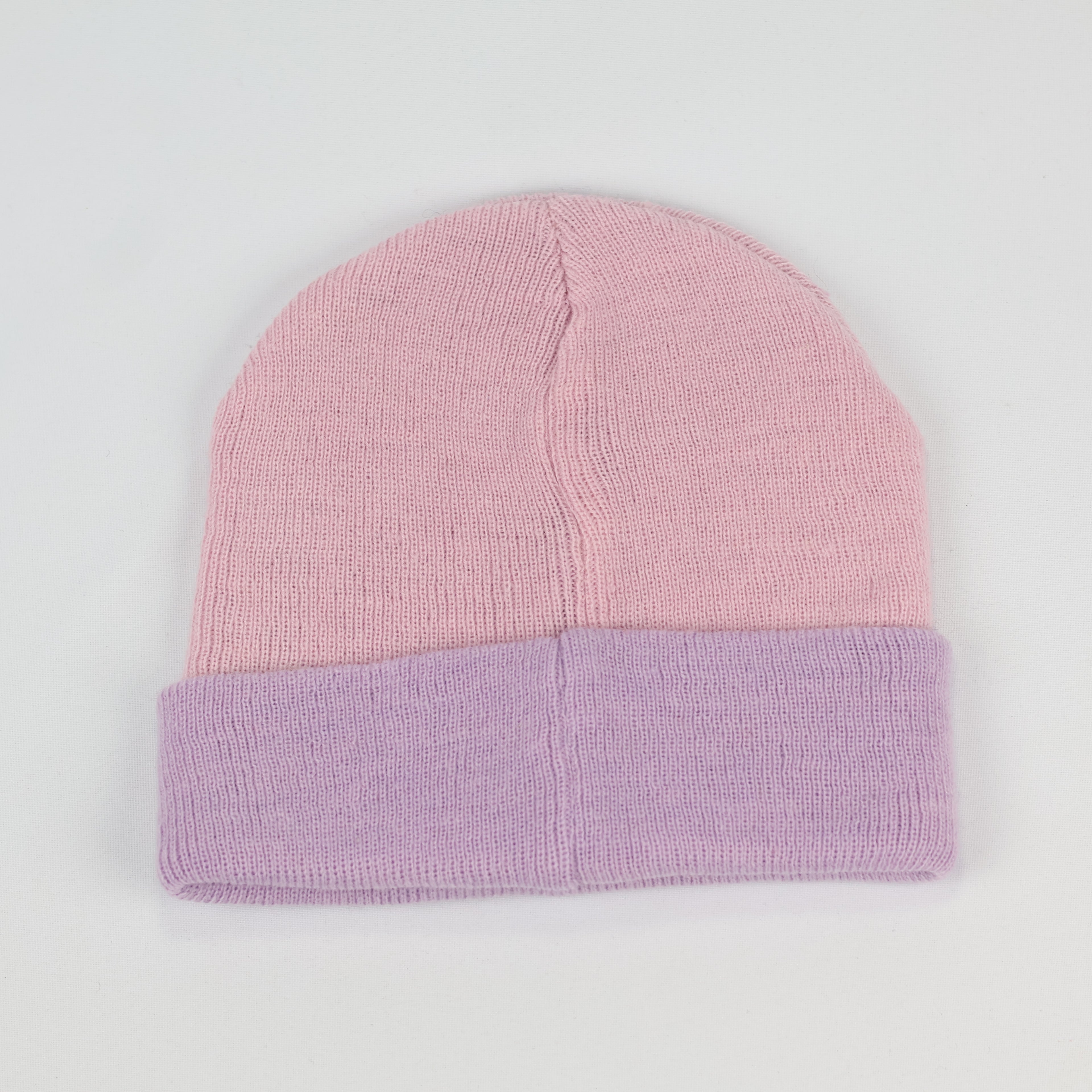 Primark Cares Pink & Lilac Knit Beanie - Girls LOVE Patch Hat (Size S/M)