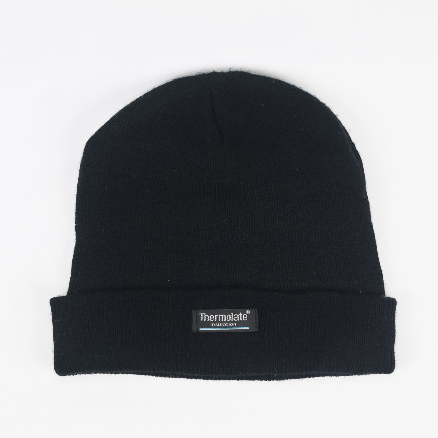 Unisex Black Thermal Insulated Thrifted Winter Cap - Warm Acrylic Knit Beanie