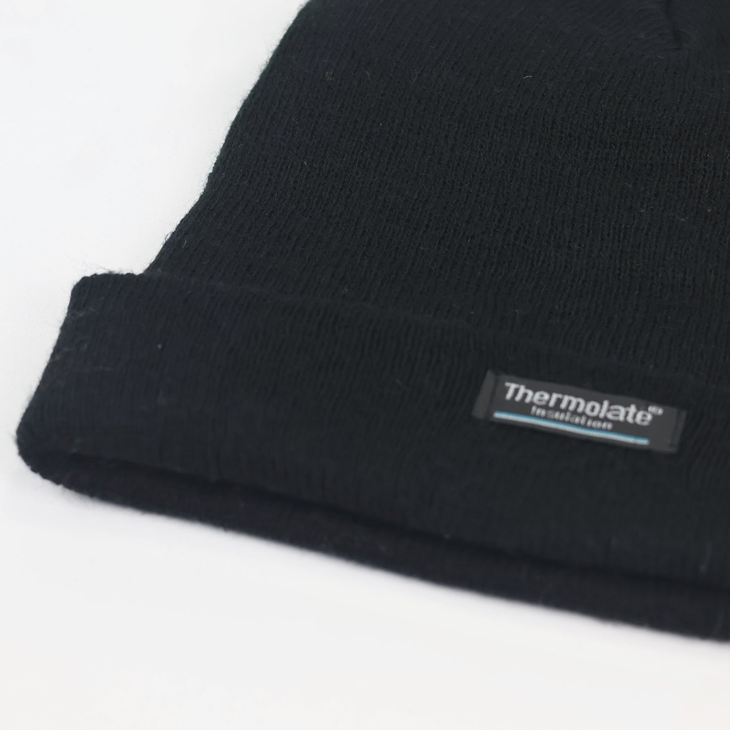 Unisex Black Thermal Insulated Thrifted Winter Cap - Warm Acrylic Knit Beanie