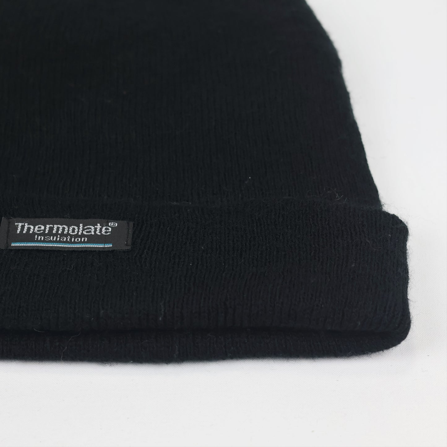 Unisex Black Thermal Insulated Thrifted Winter Cap - Warm Acrylic Knit Beanie