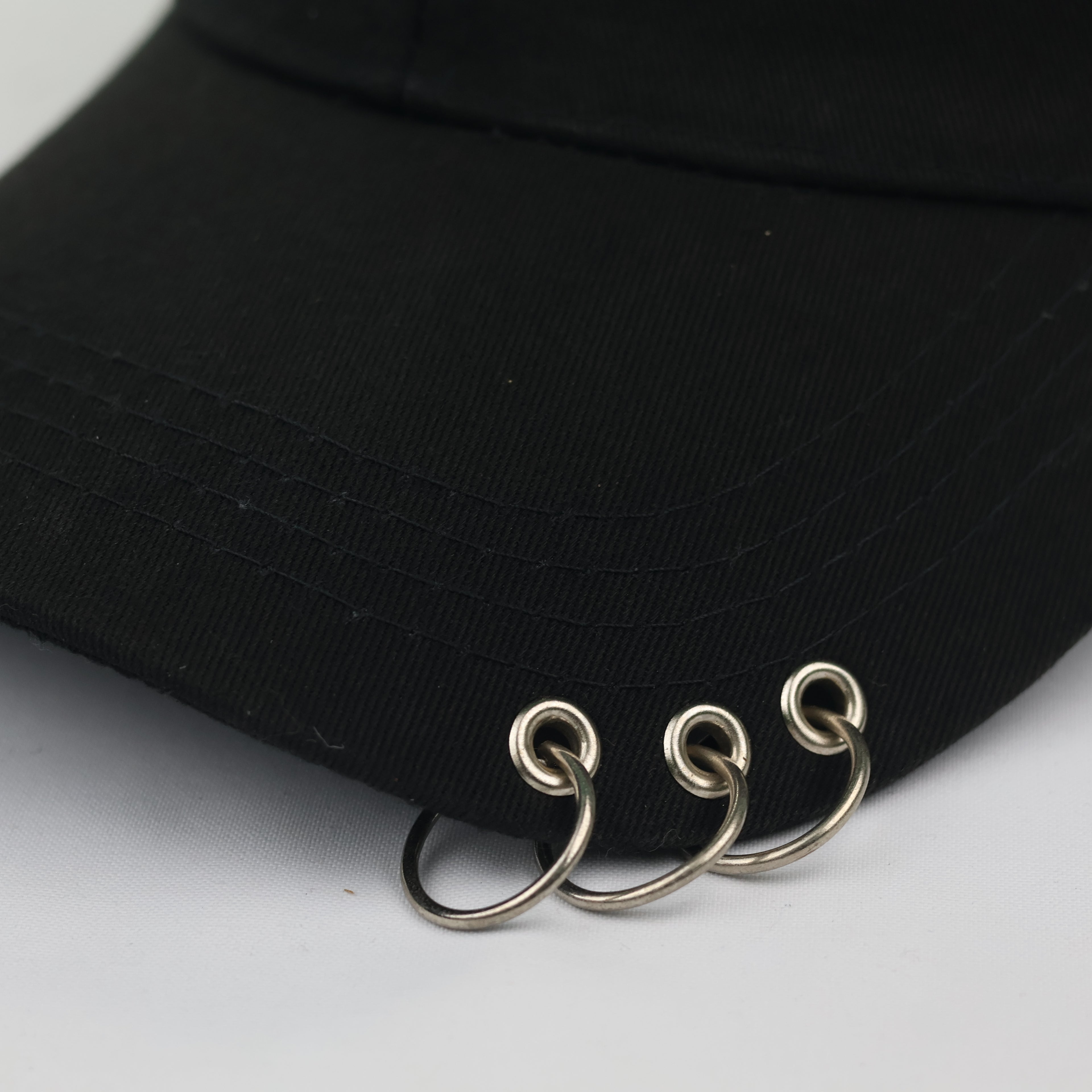 "Keep the Faith" Script Embroidered Cap with Metal Rings