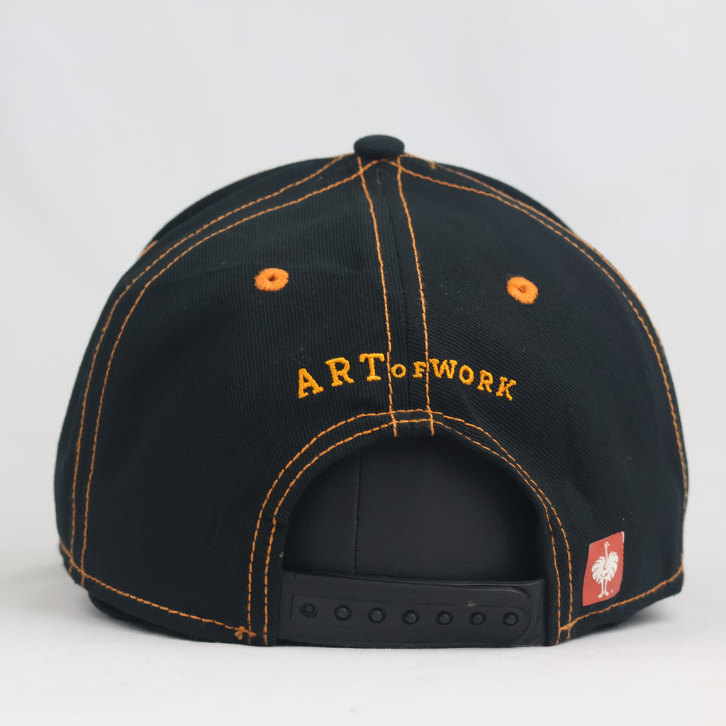 Thrifted Engelbert Strauss "ART of WORK" Black & Orange Snapback Cap