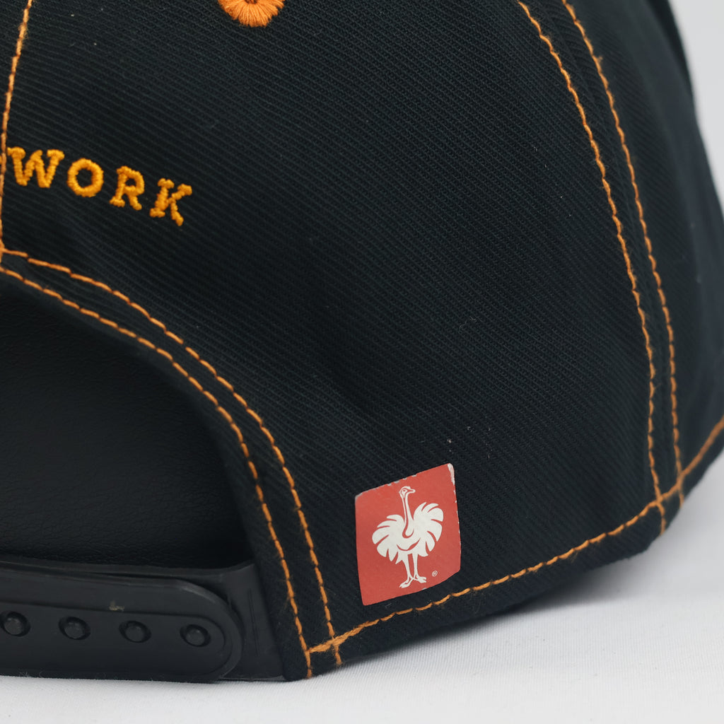 Thrifted Engelbert Strauss "ART of WORK" Black & Orange Snapback Cap