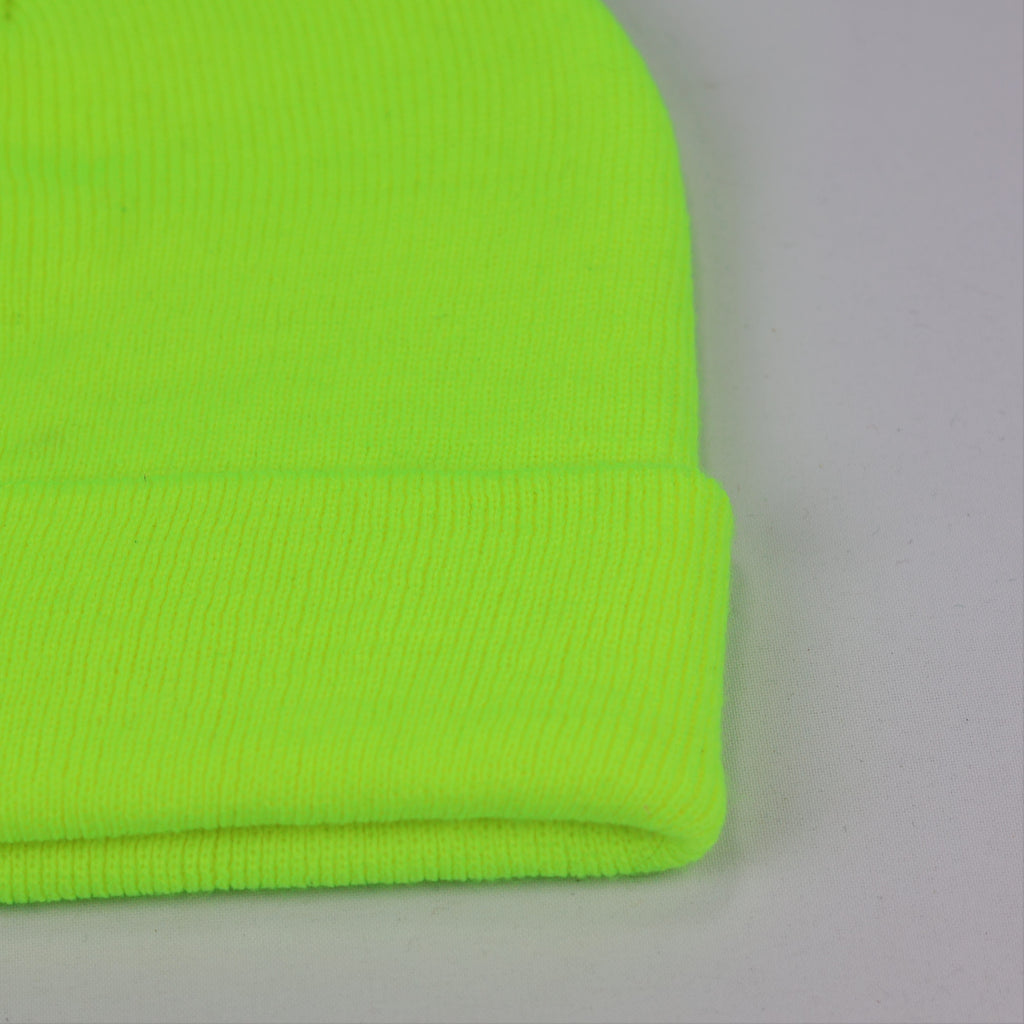 Beechfield Original B45 Neon Yellow Cuffed Thrifted Beanie - Bright Winter Hat