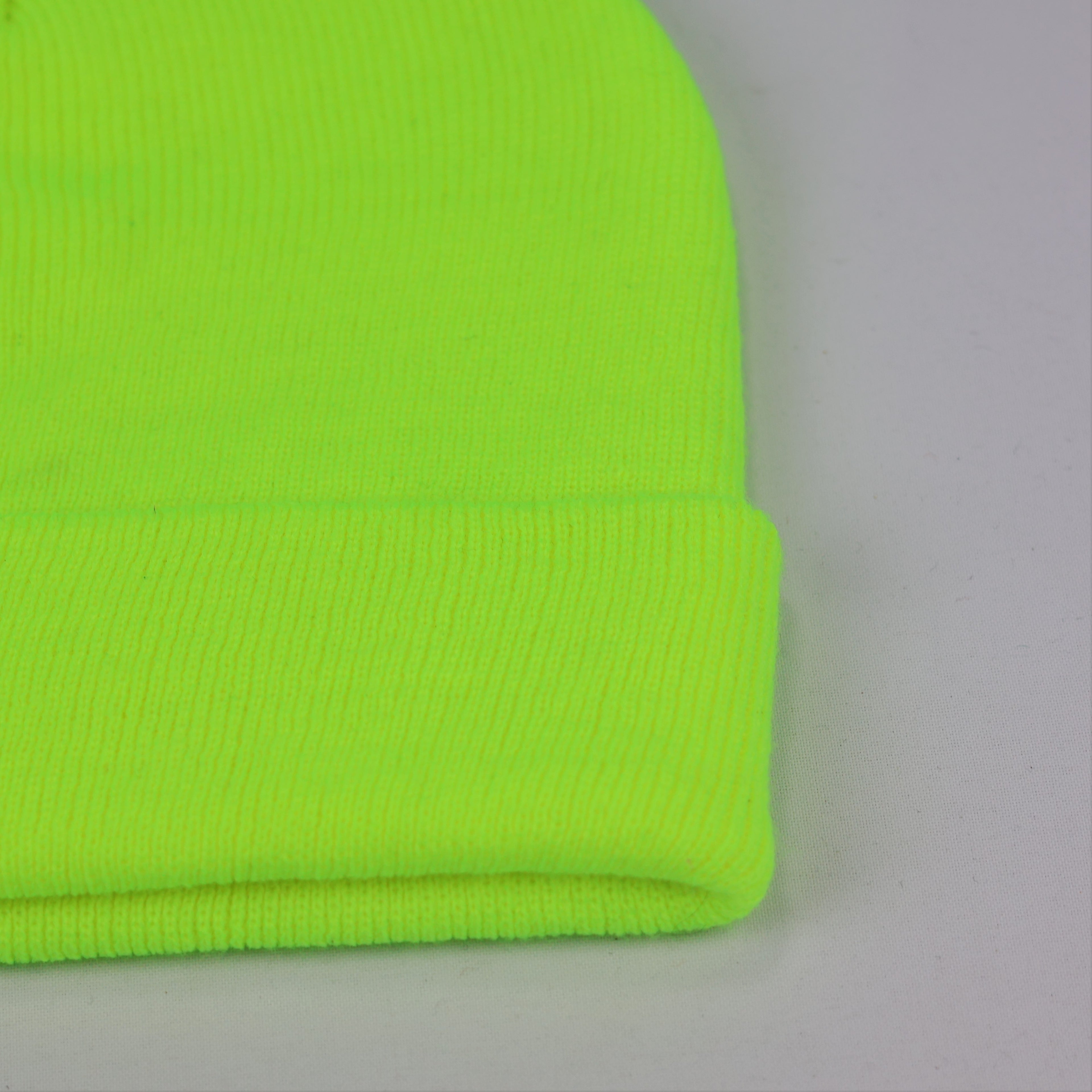 Beechfield Original B45 Neon Yellow Cuffed Thrifted Beanie - Bright Winter Hat