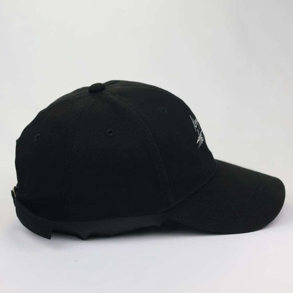 "Keep the Faith" Script Embroidered Cap with Metal Rings