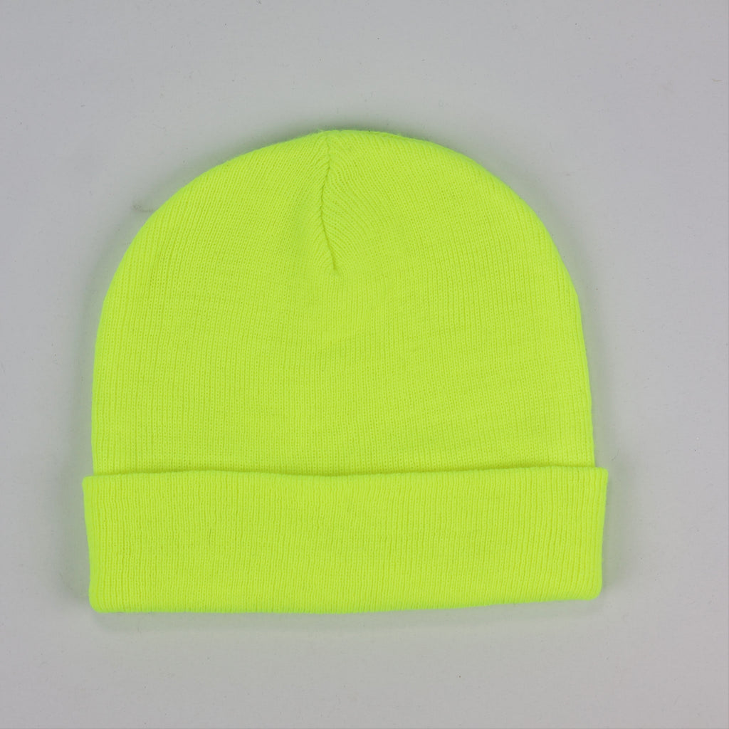 Beechfield Original B45 Neon Yellow Cuffed Thrifted Beanie - Bright Winter Hat