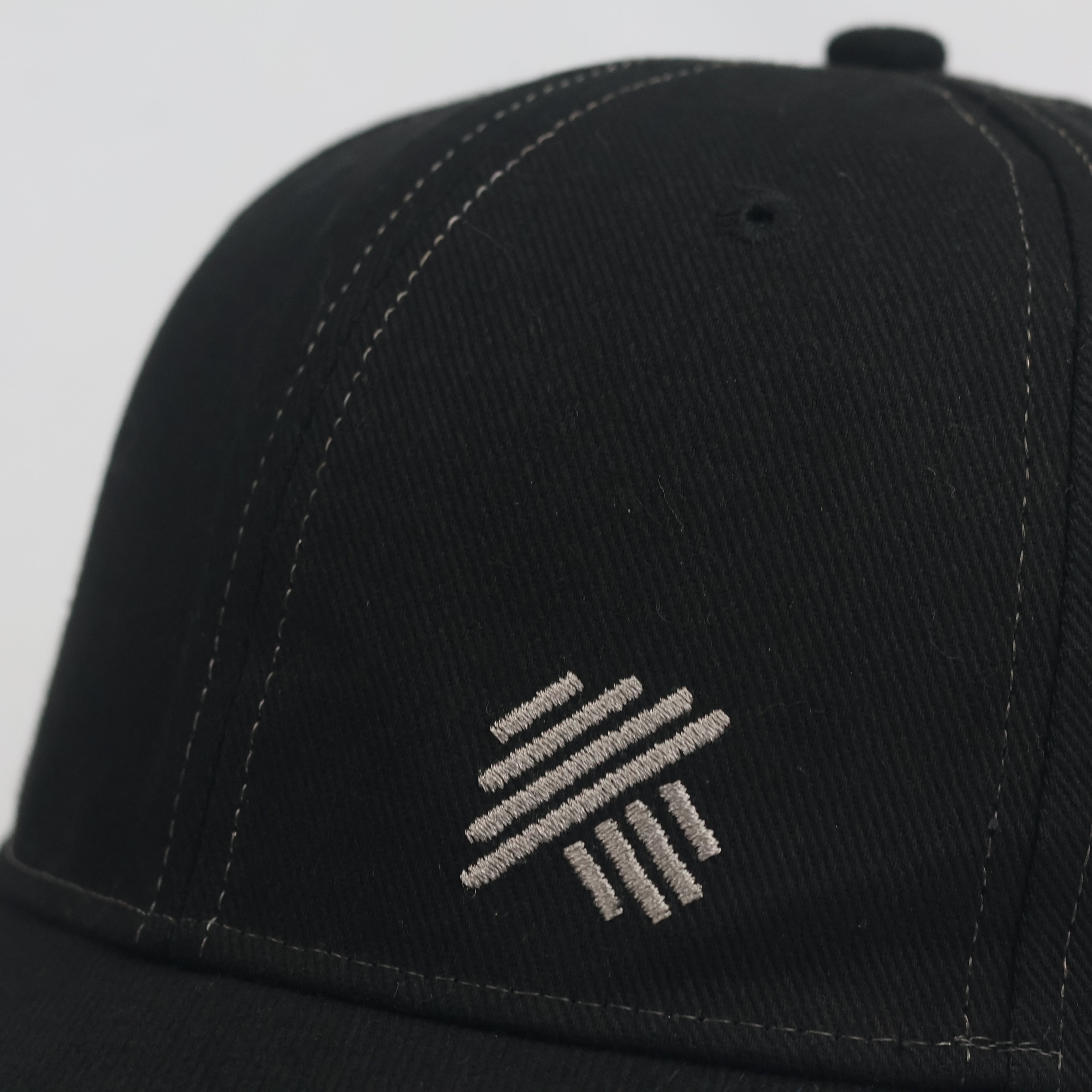 Thrifted Hornbach German Workwear Black Cotton Cap | Geometric Embroidered Hat