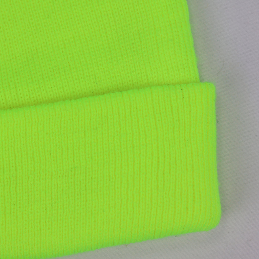 Beechfield Original B45 Neon Yellow Cuffed Thrifted Beanie - Bright Winter Hat