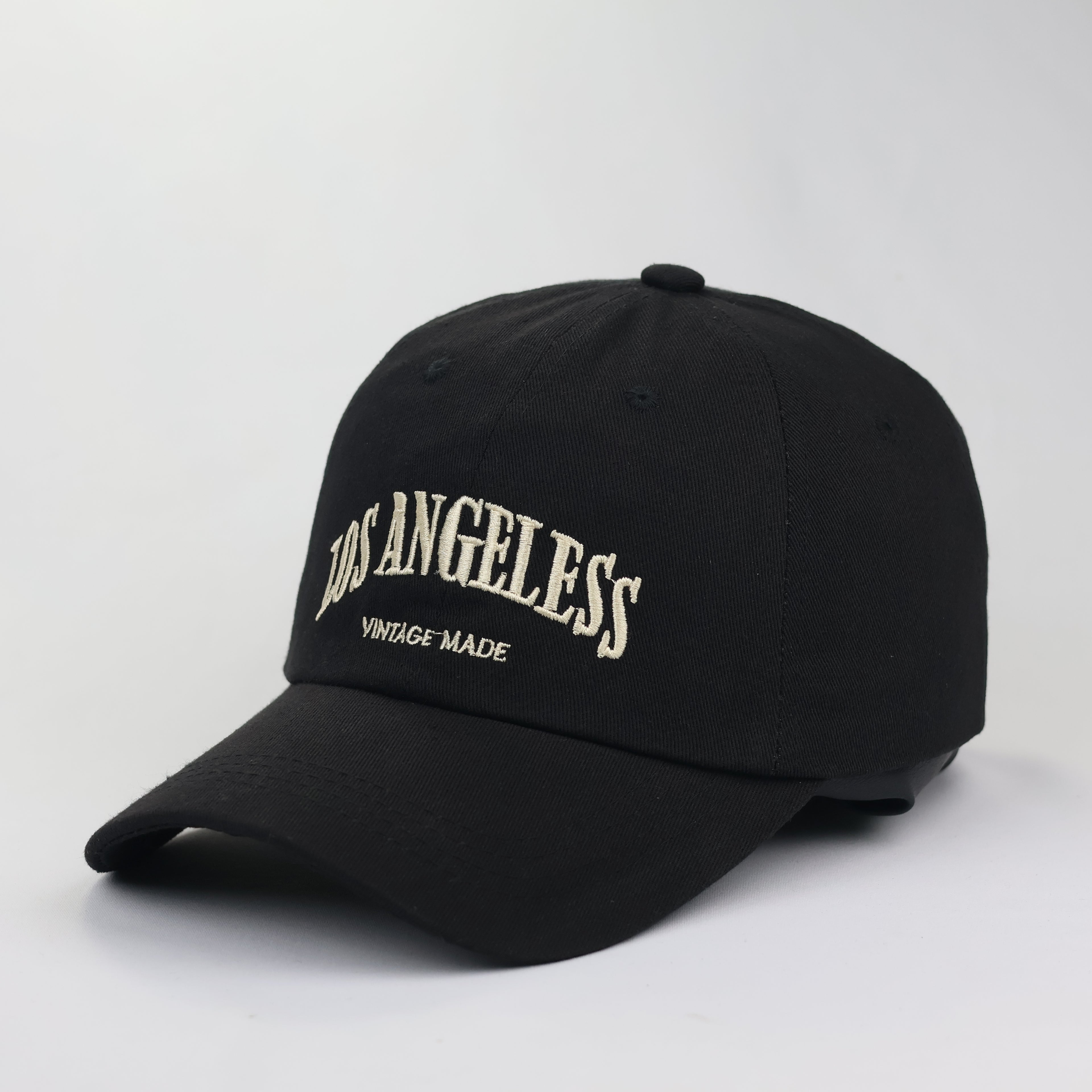 Black Los Angeles Embroidery Thrifted Cap - Size 56-58cm