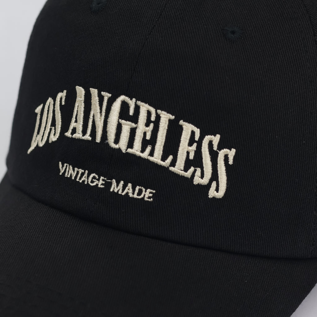 Black Los Angeles Embroidery Thrifted Cap - Size 56-58cm
