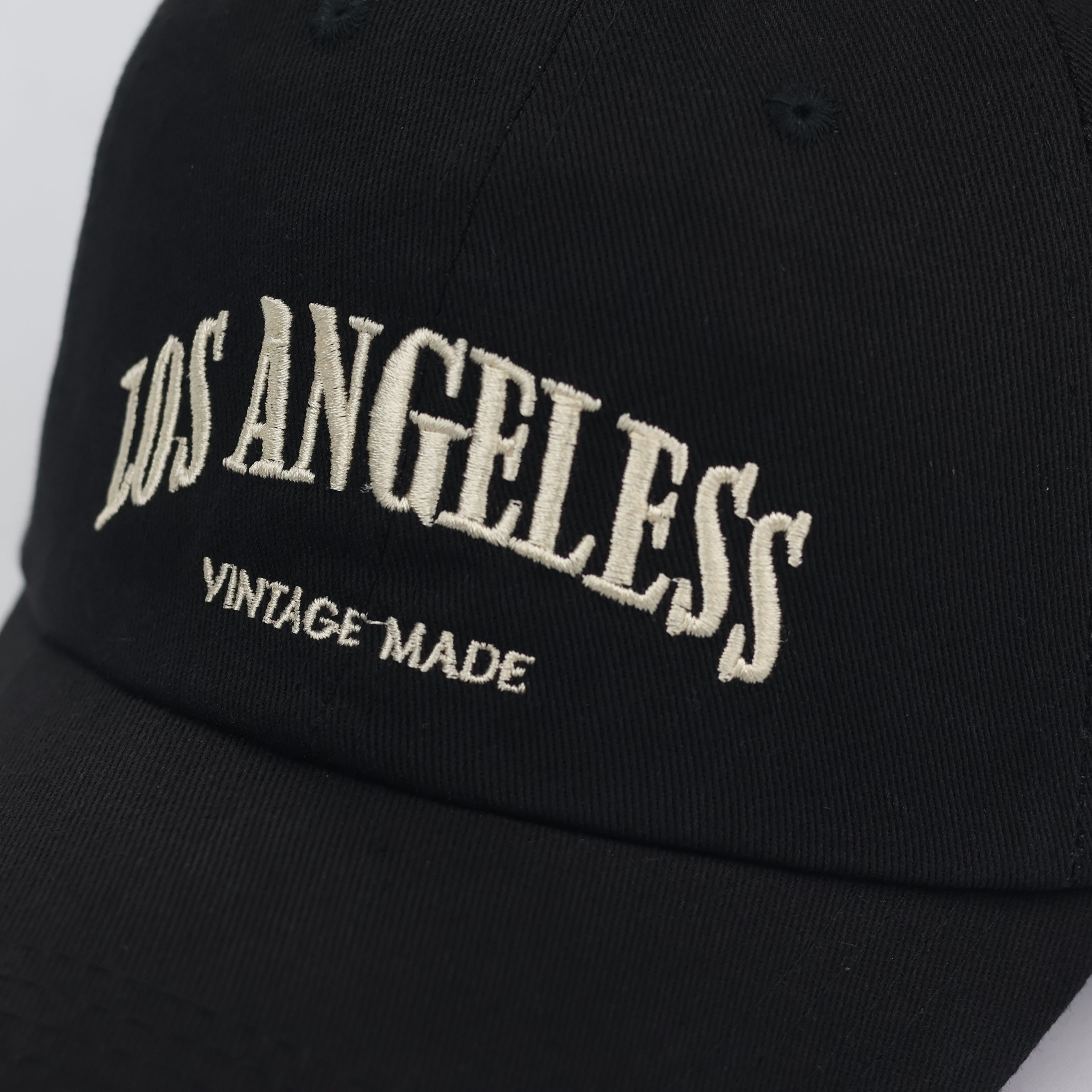 Black Los Angeles Embroidery Thrifted Cap - Size 56-58cm