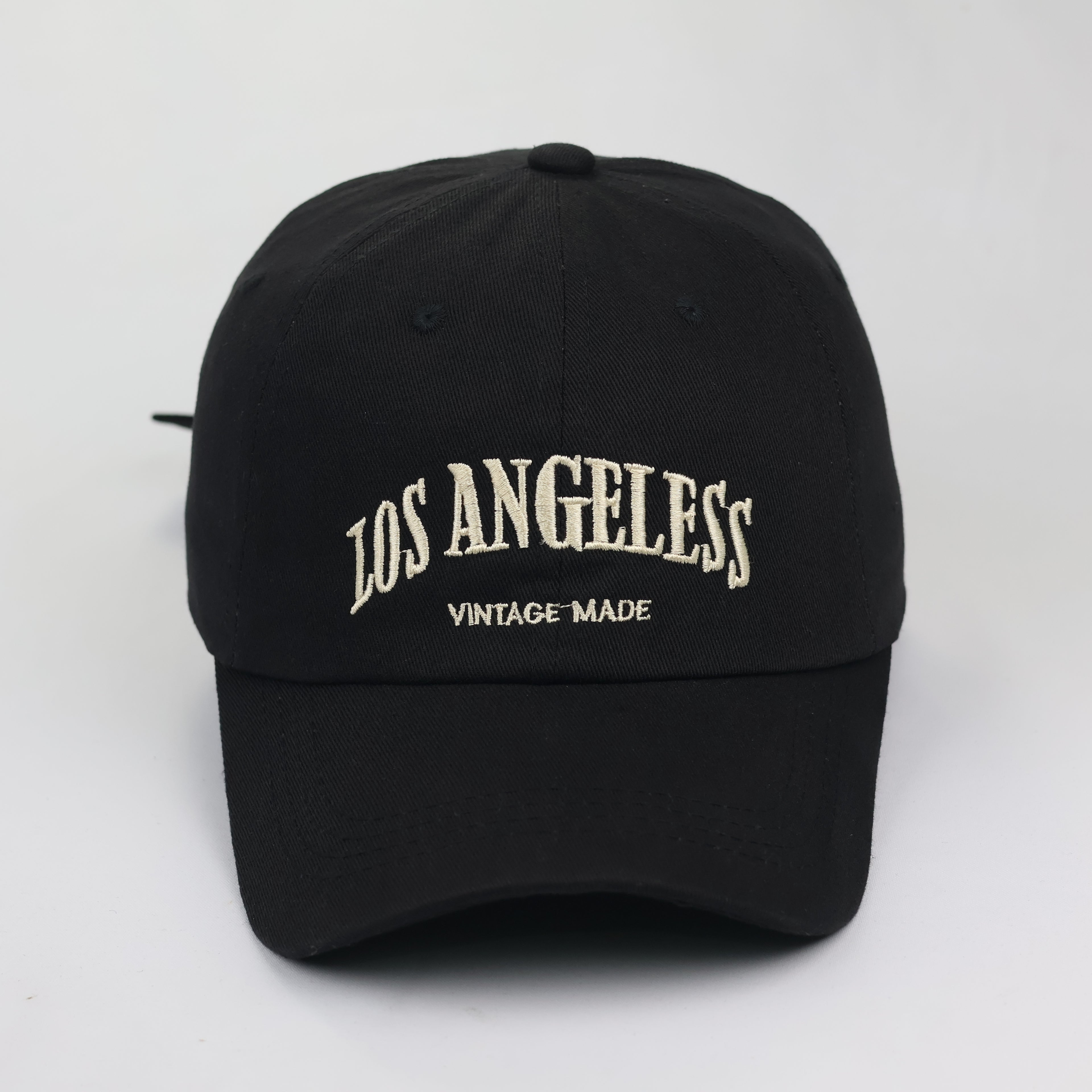 Black Los Angeles Embroidery Thrifted Cap - Size 56-58cm
