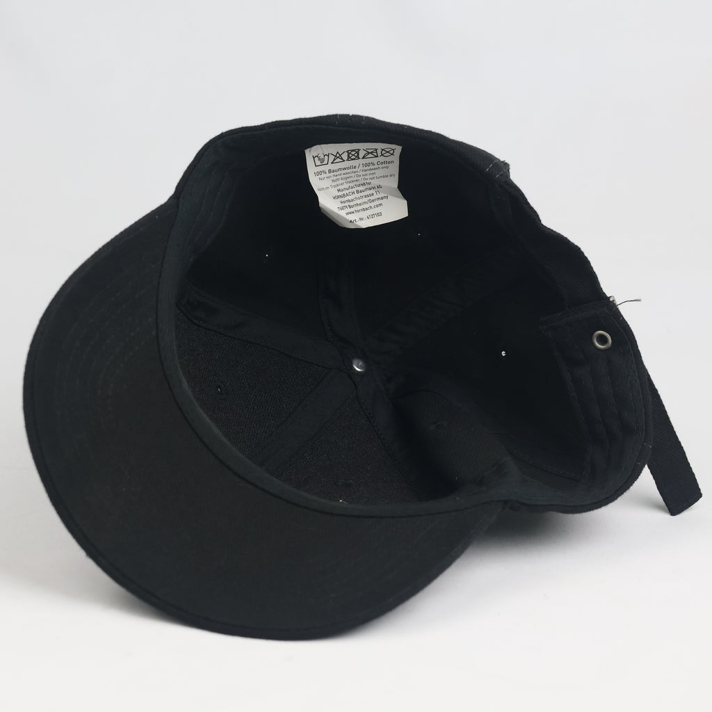 Thrifted Hornbach German Workwear Black Cotton Cap | Geometric Embroidered Hat