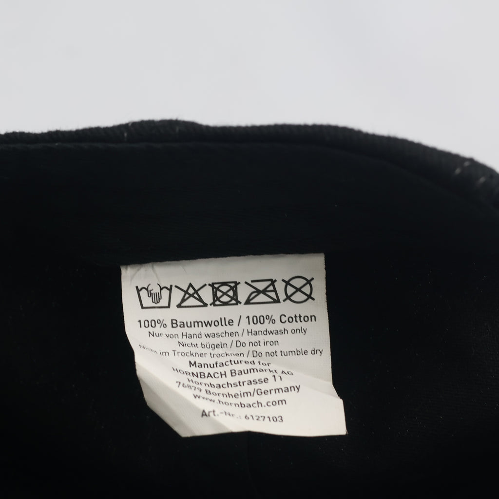 Thrifted Hornbach German Workwear Black Cotton Cap | Geometric Embroidered Hat