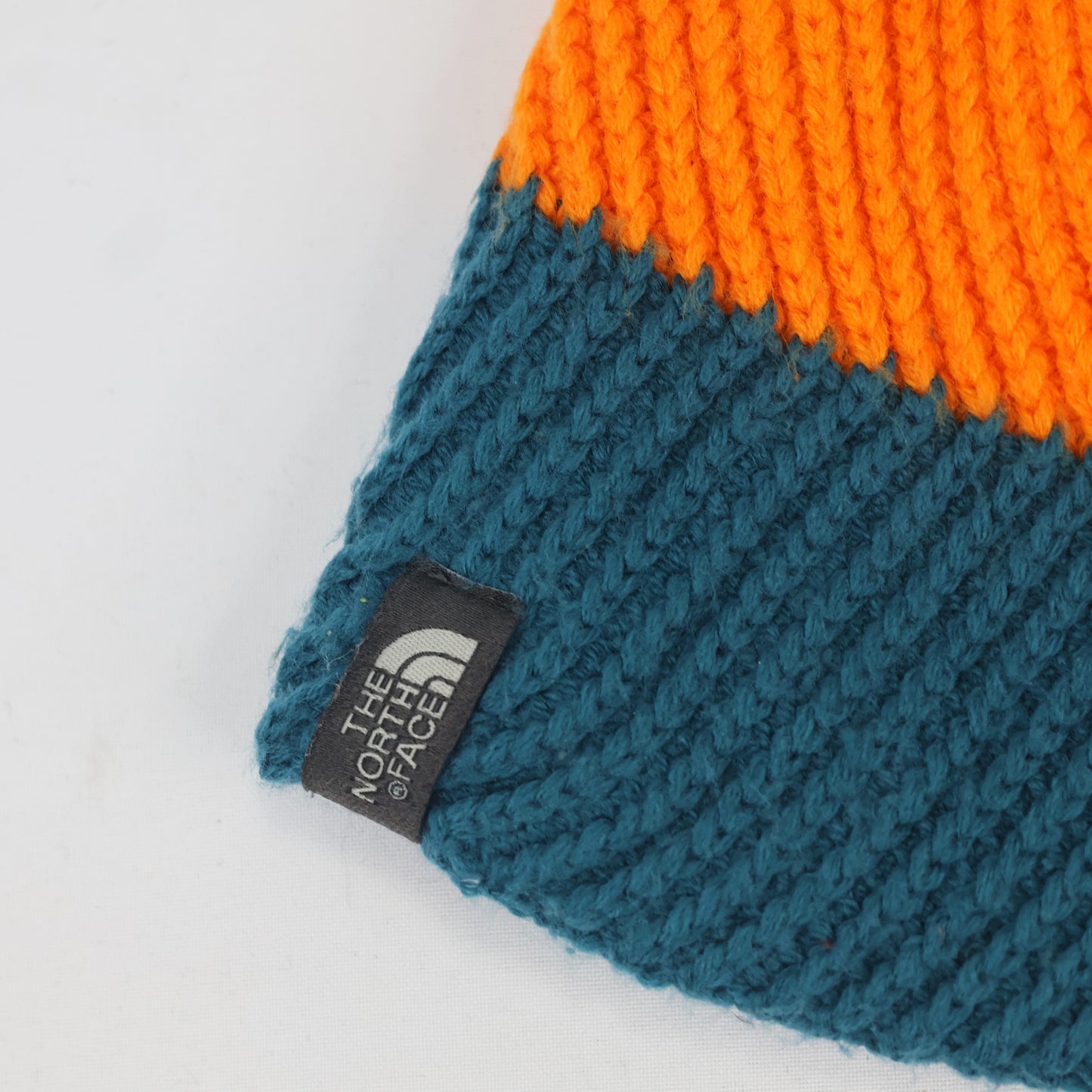 The North Face Kids Tri-Color Knit Thrifted Beanie - Navy, Orange & Teal Winter Hat (6-10 Years)