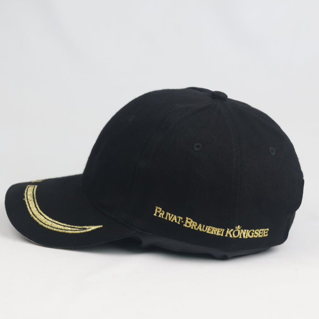 Thrifted Königseer Privat Brauerei Black Baseball Cap | Gold Embroidered Hat