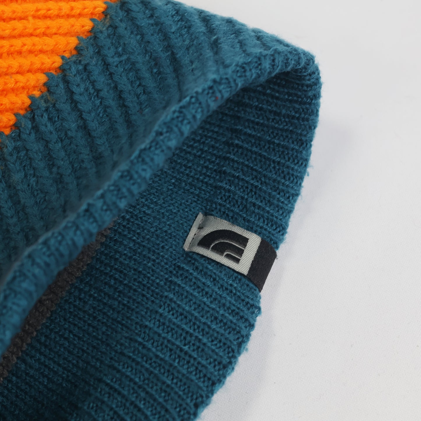 The North Face Kids Tri-Color Knit Thrifted Beanie - Navy, Orange & Teal Winter Hat (6-10 Years)