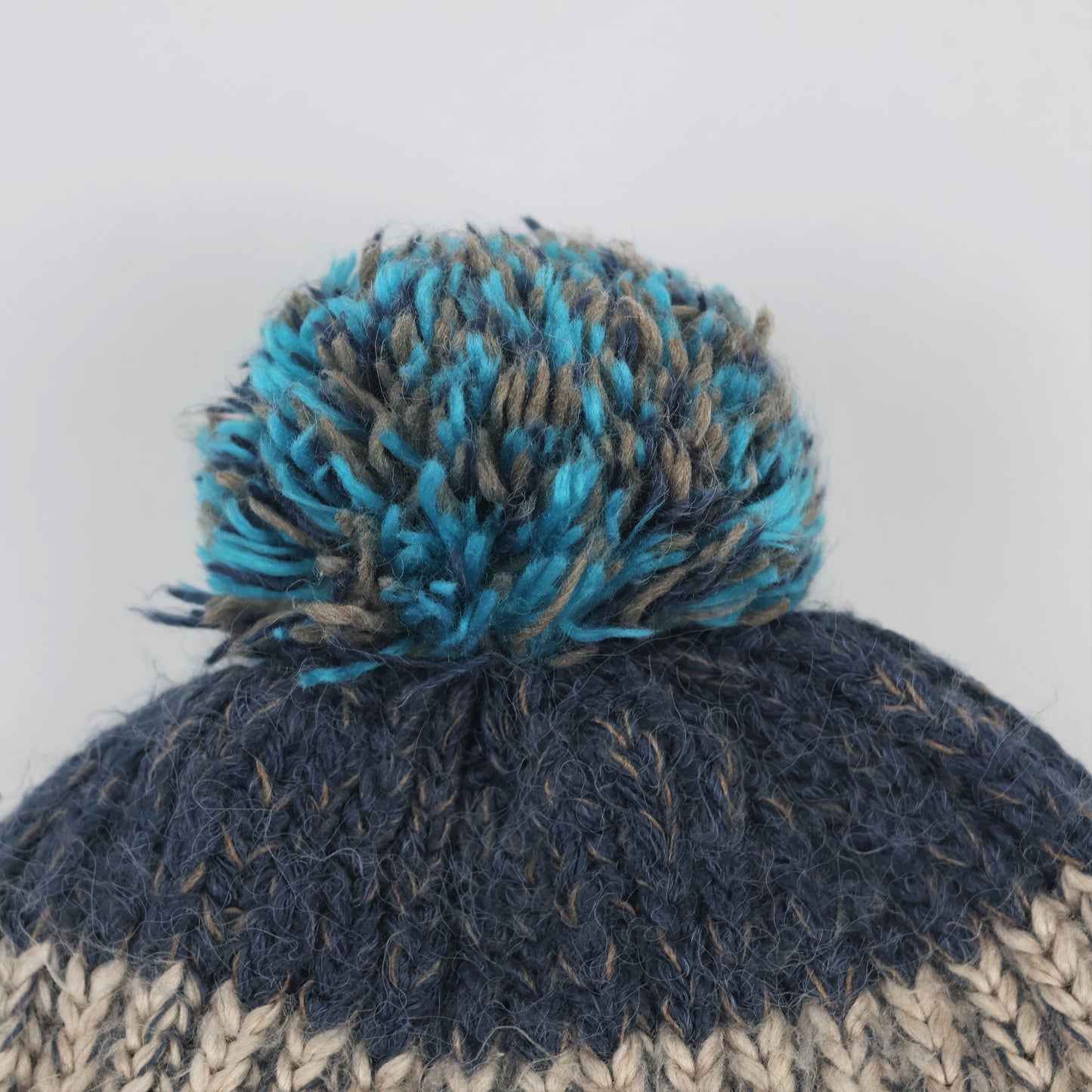 AJS Young Size CORE Thrifted Winter Hat - Blue & Grey Ribbed Knit