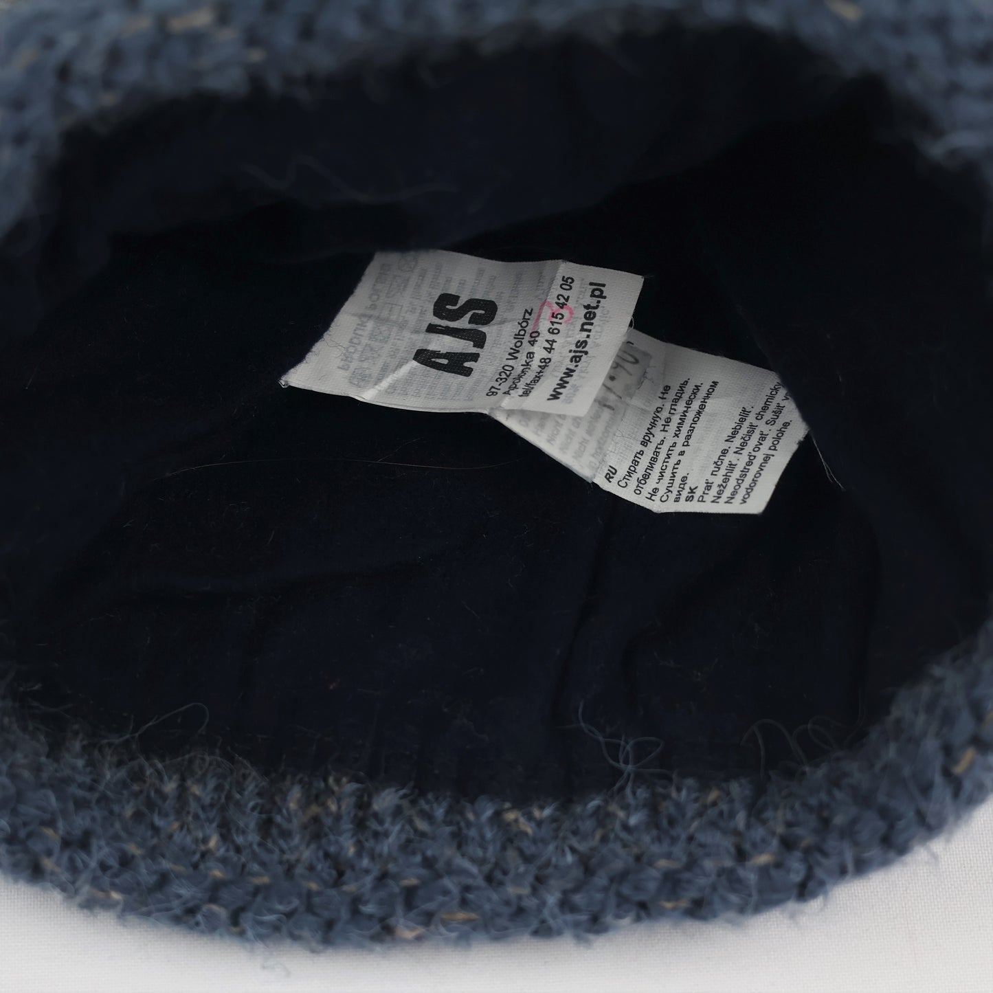 AJS Young Size CORE Thrifted Winter Hat - Blue & Grey Ribbed Knit
