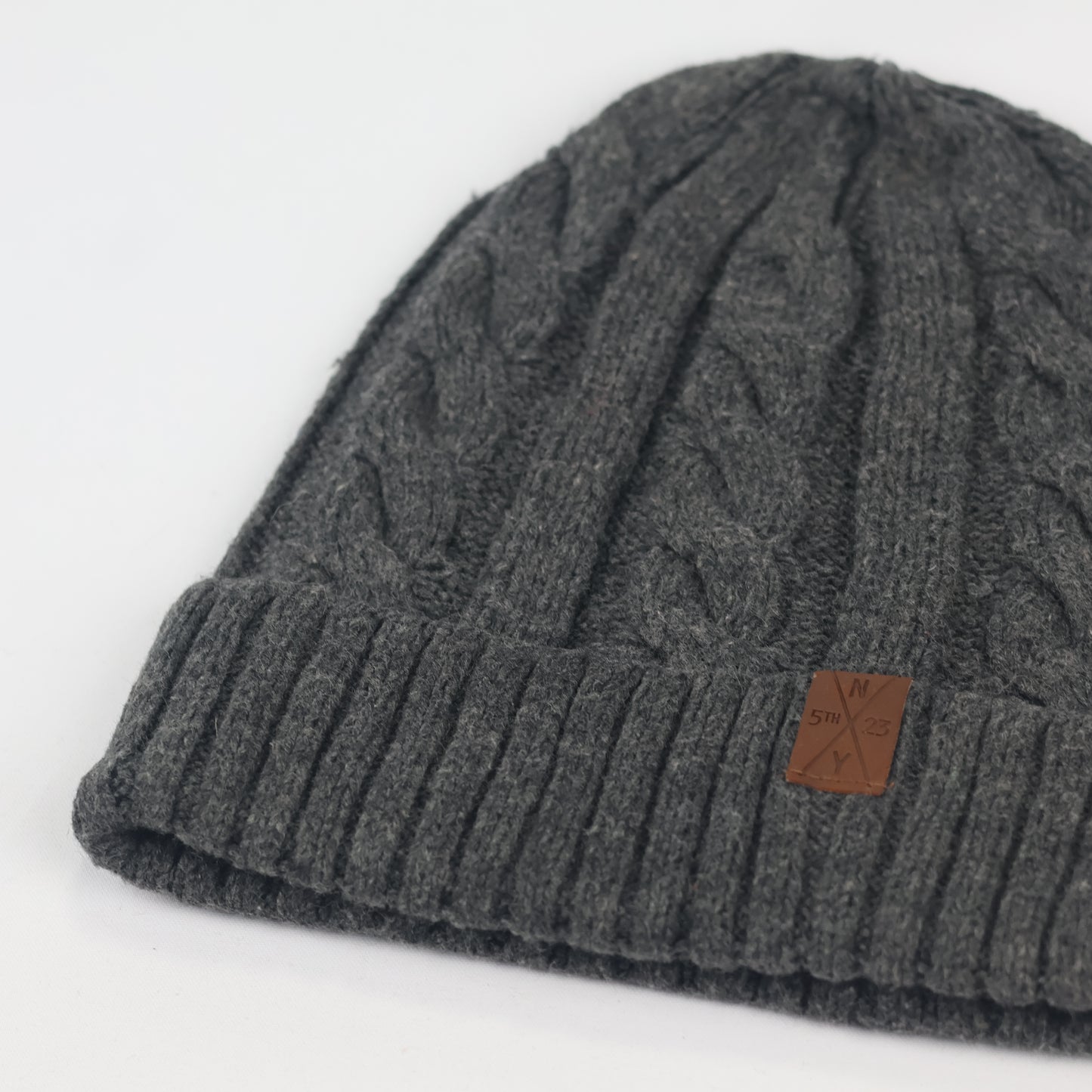 H&M Dark Grey Cable Knit Thrifted Beanie - Youth / Junior Winter Hat