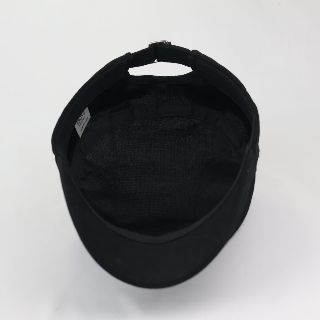 Minimalist All-Black Flat Top Patrol Thrifted Hat - Made in Korea Streetwear