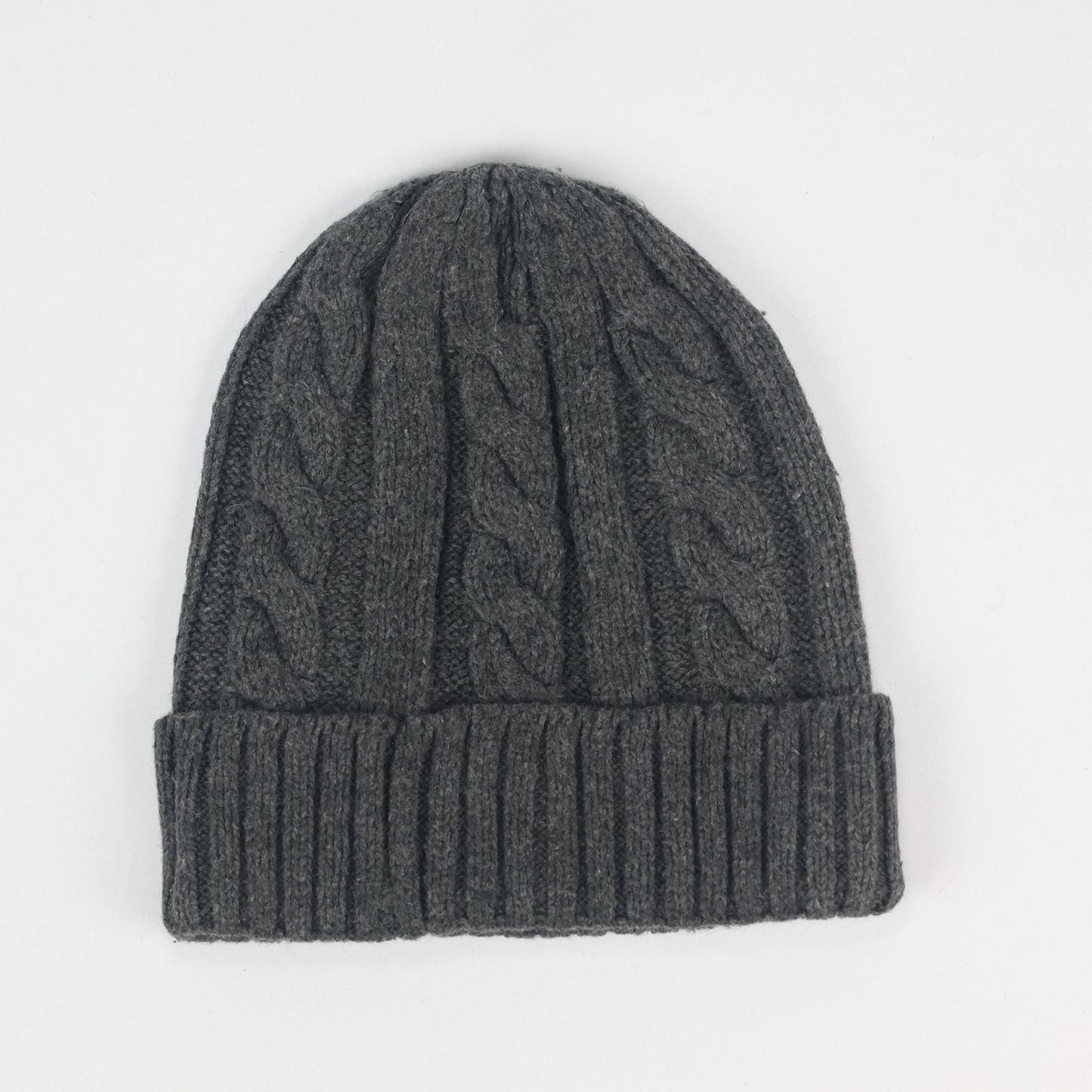 H&M Dark Grey Cable Knit Thrifted Beanie - Youth / Junior Winter Hat