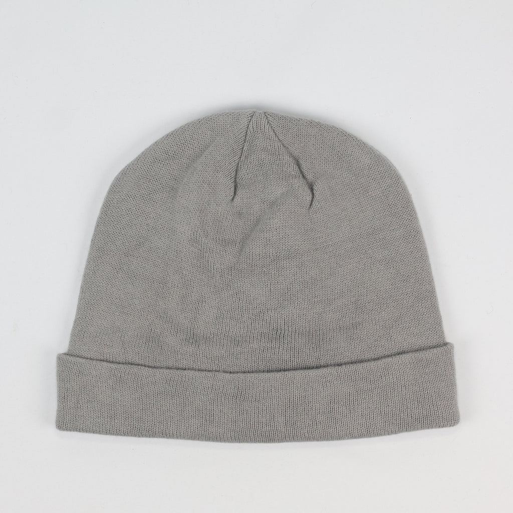 Atlantis Val d'Isère Grey Knit Thrifted Beanie - Embroidered Ski Resort Winter Hat