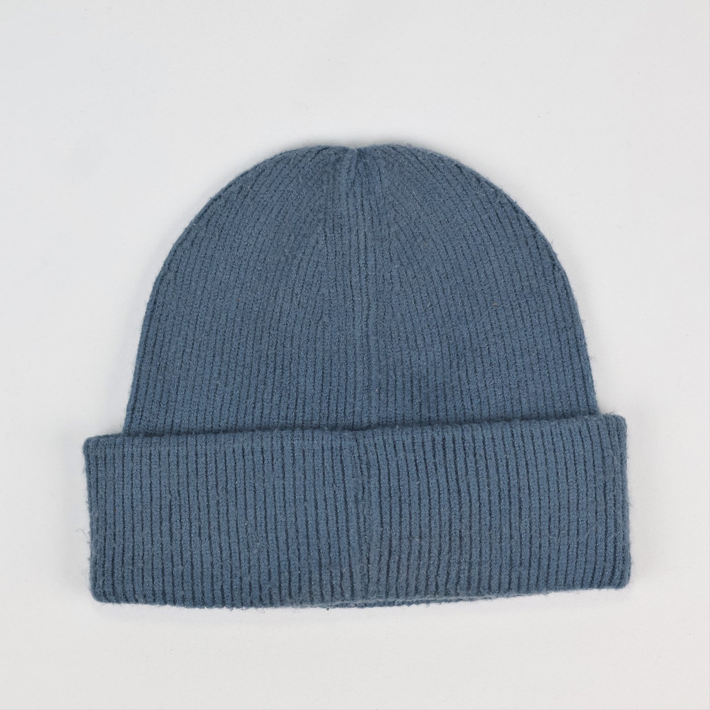 Seasons Soft Viscose Blend Blue Thrifted Beanie - Tonal Patch Winter Hat
