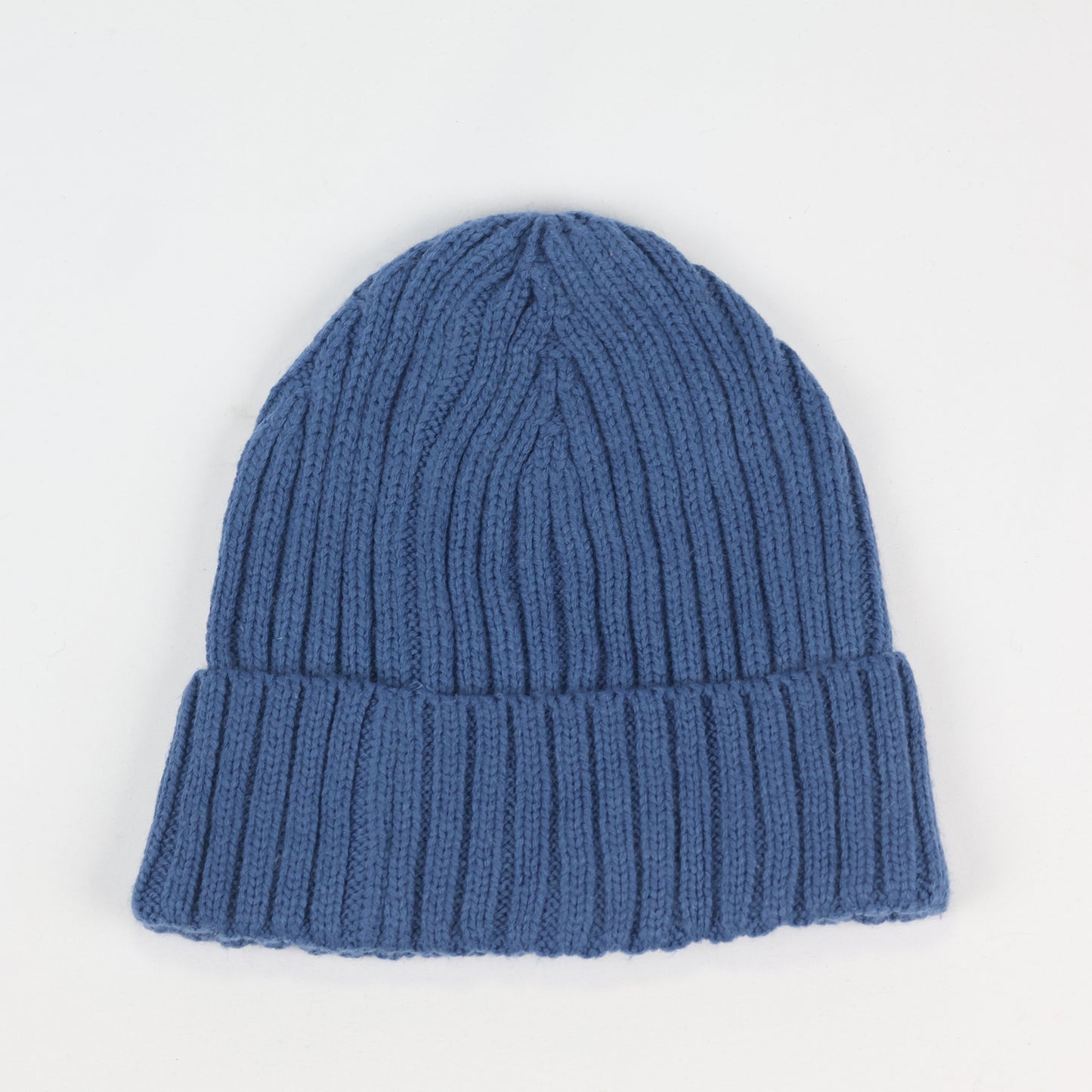#BECOOL Blue Ribbed Knit Thrifted Beanie - Cuffed Winter Hat