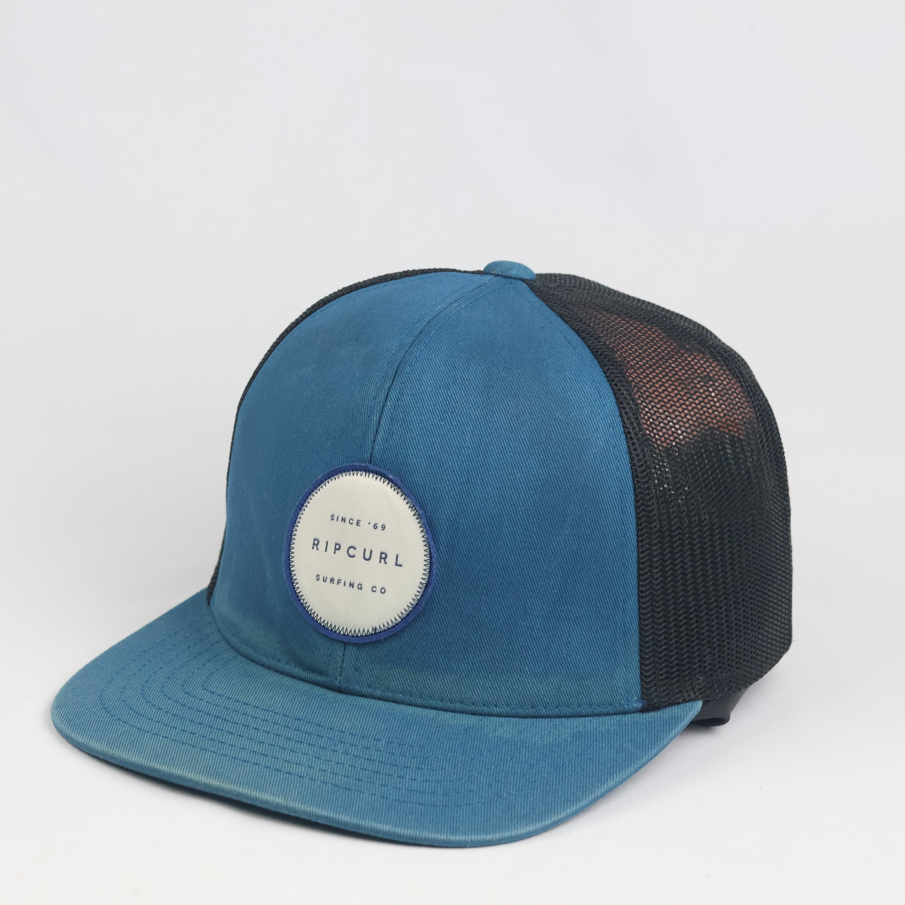 Rip Curl Surfing Co High Profile Trucker Cap - Teal Blue Flat Brim Snapback