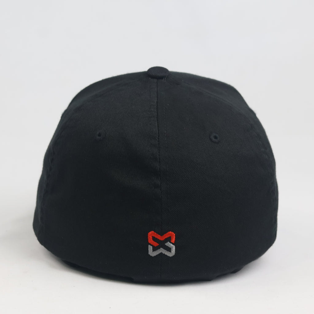 Flexfit Yupoong Plain Black Stretch Cap - Grey Underbill Fitted Hat