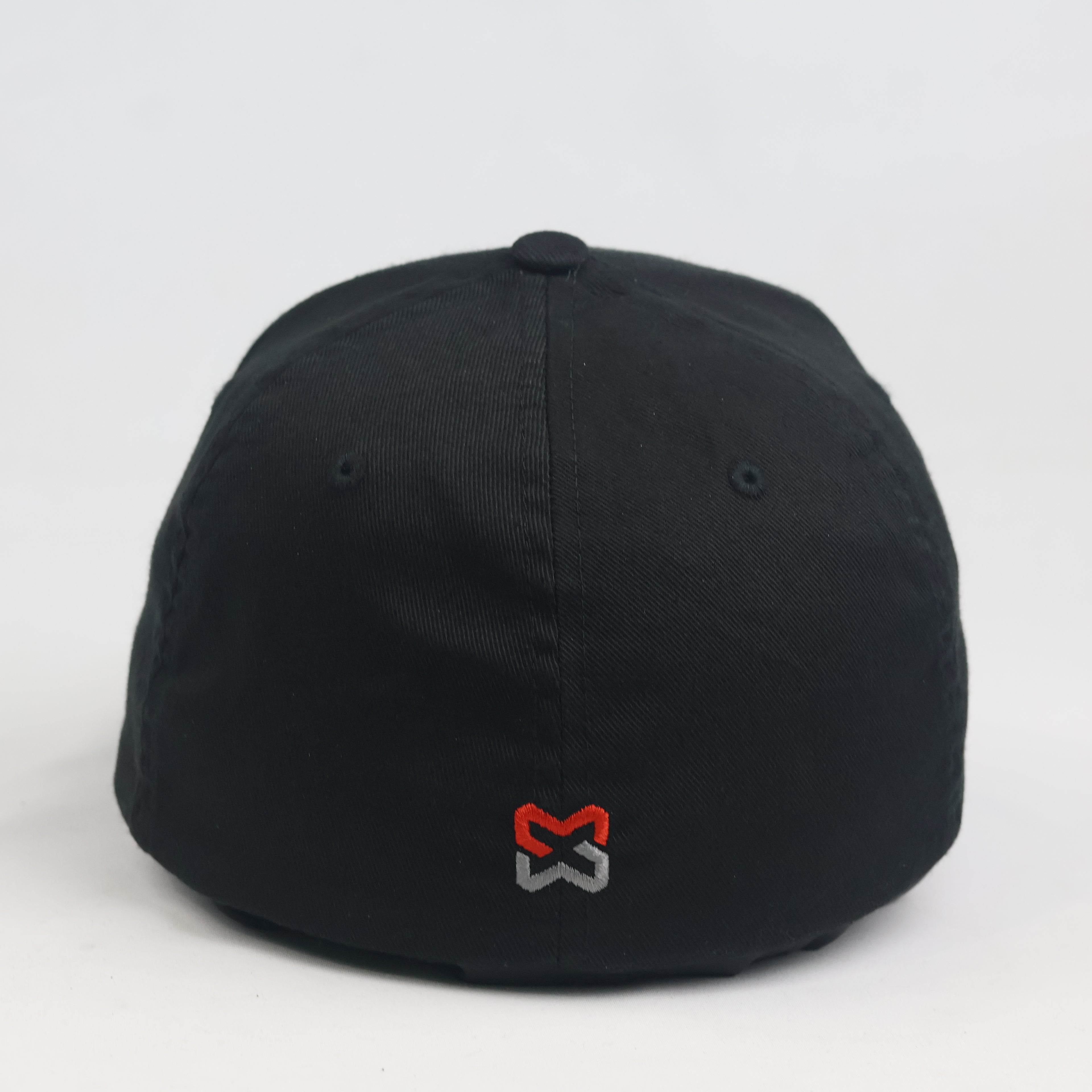 Flexfit Yupoong Plain Black Stretch Cap - Grey Underbill Fitted Hat