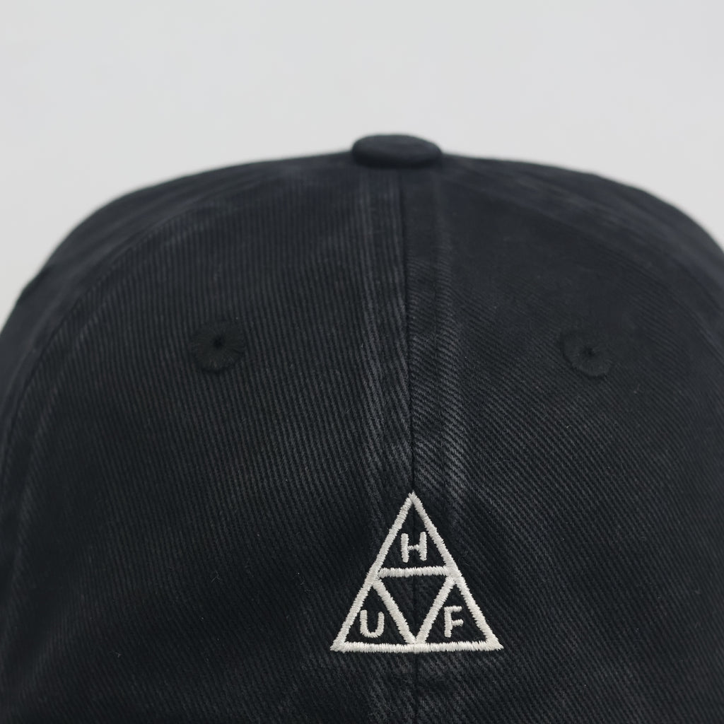 HUF Worldwide Triple Triangle Logo Baseball Cap - Black Washed Cotton Hat