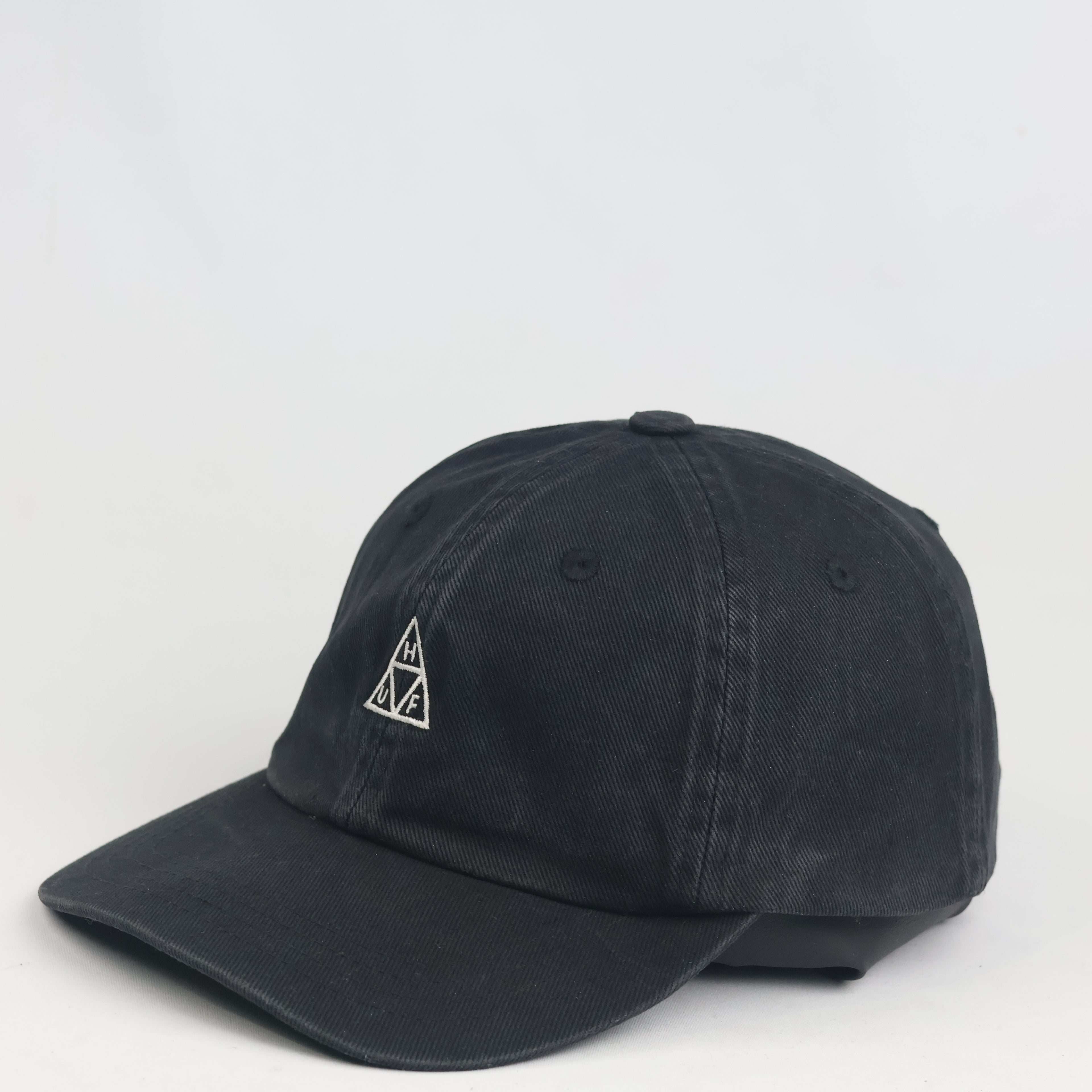 HUF Worldwide Triple Triangle Logo Baseball Cap - Black Washed Cotton Hat