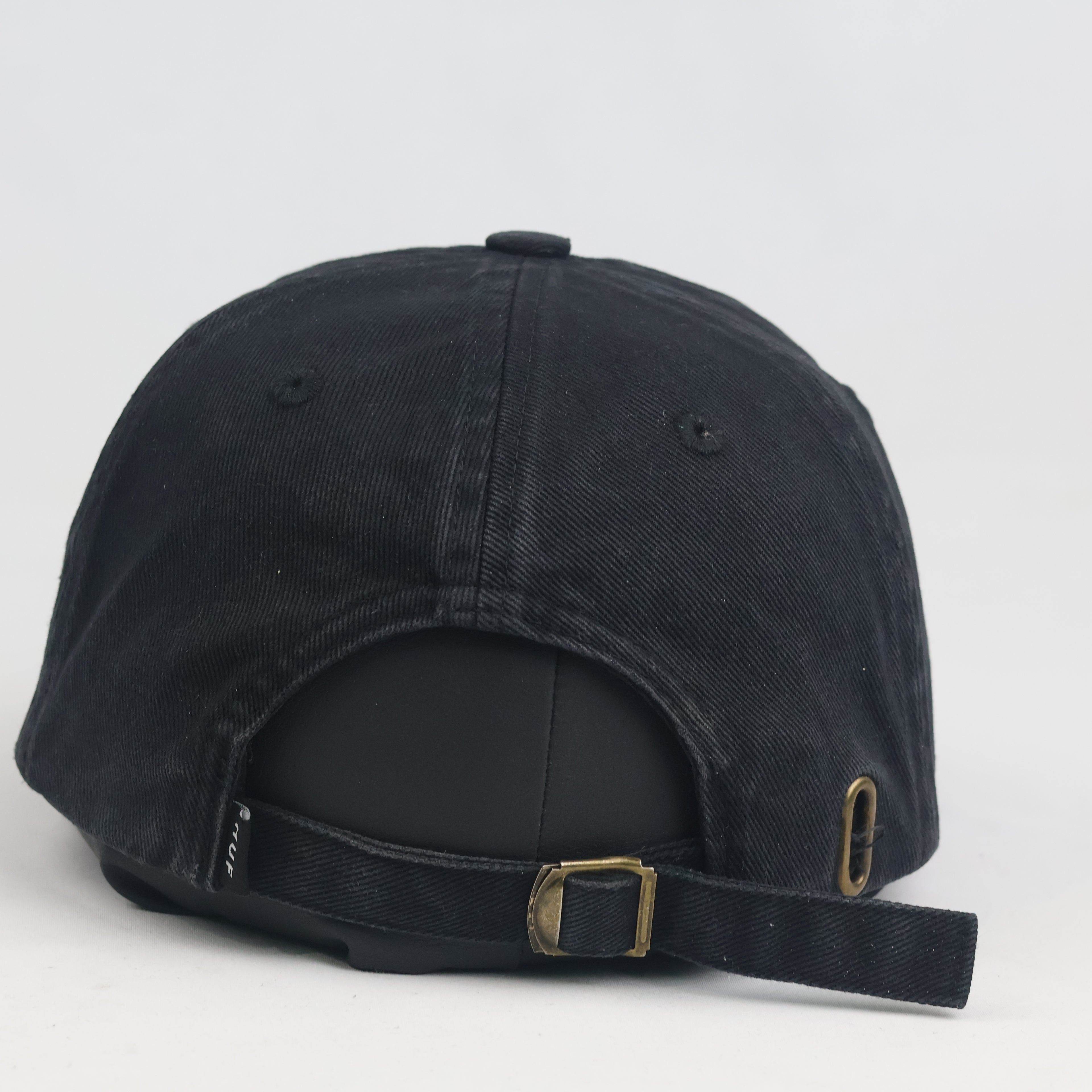 HUF Worldwide Triple Triangle Logo Baseball Cap - Black Washed Cotton Hat