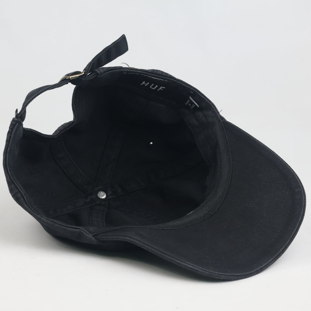 HUF Worldwide Triple Triangle Logo Baseball Cap - Black Washed Cotton Hat